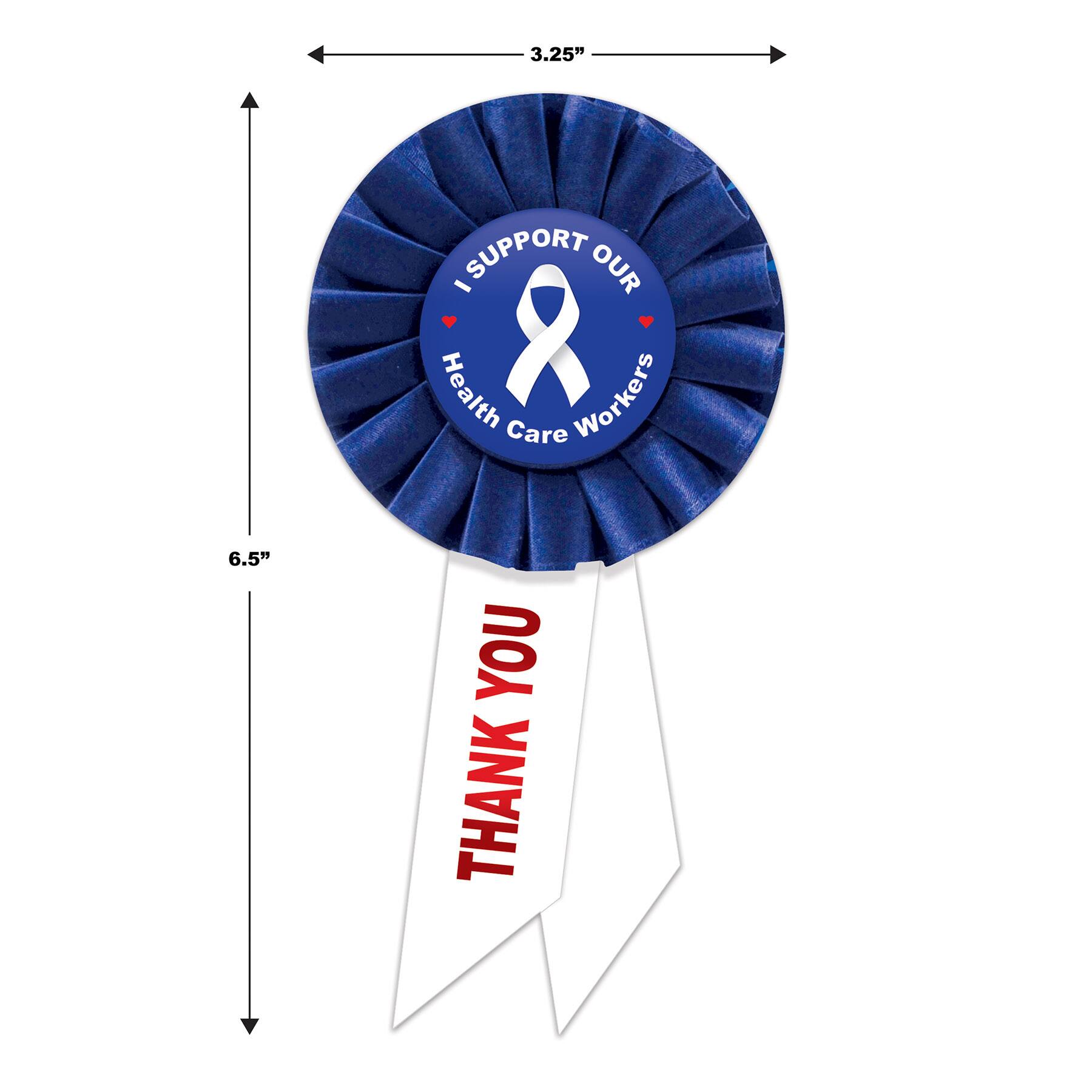 Beistle Blue I Support Our Health Care Workers Rosettes, 2ct.