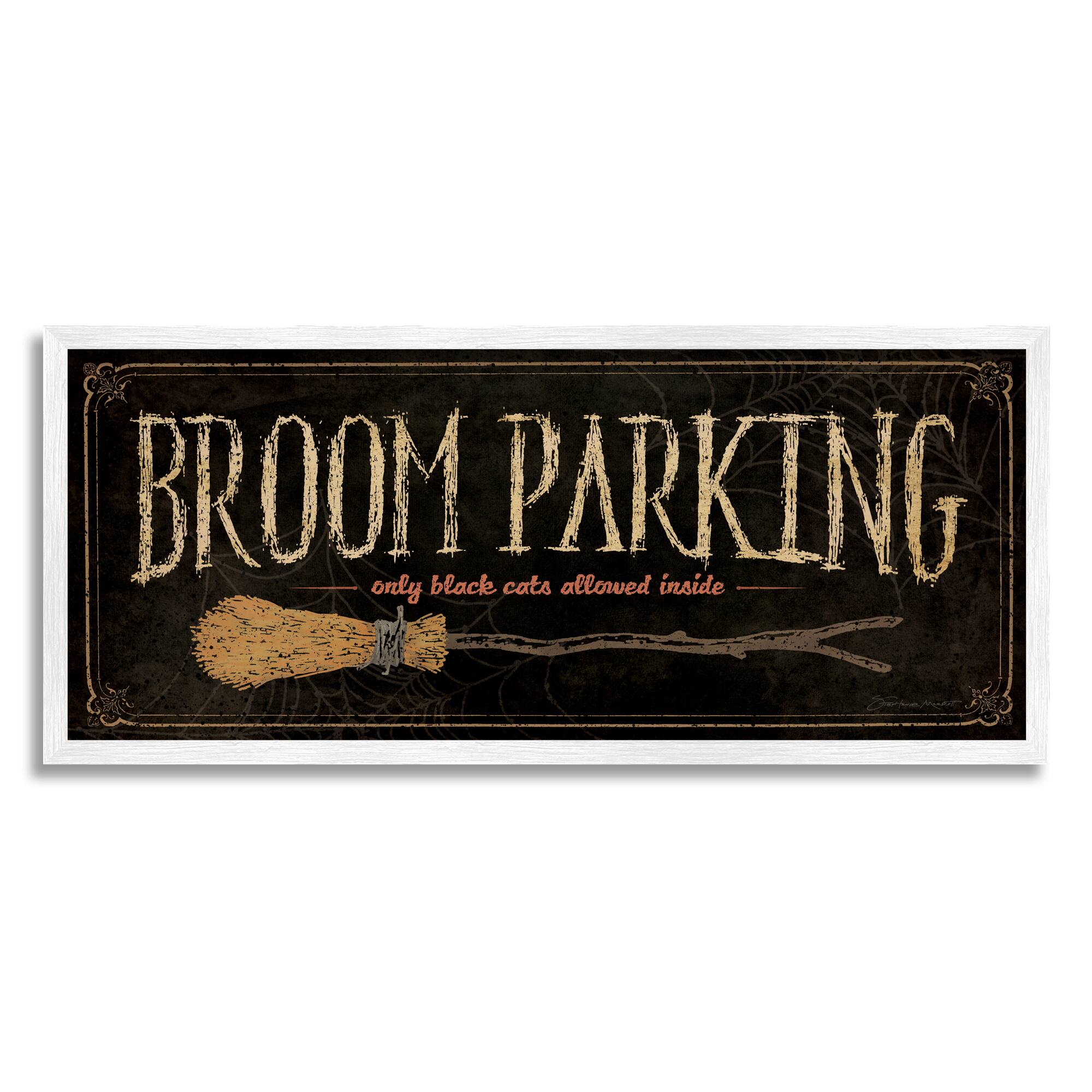 Stupell Industries Broom Parking Black Cats Allowed Framed Giclee Art