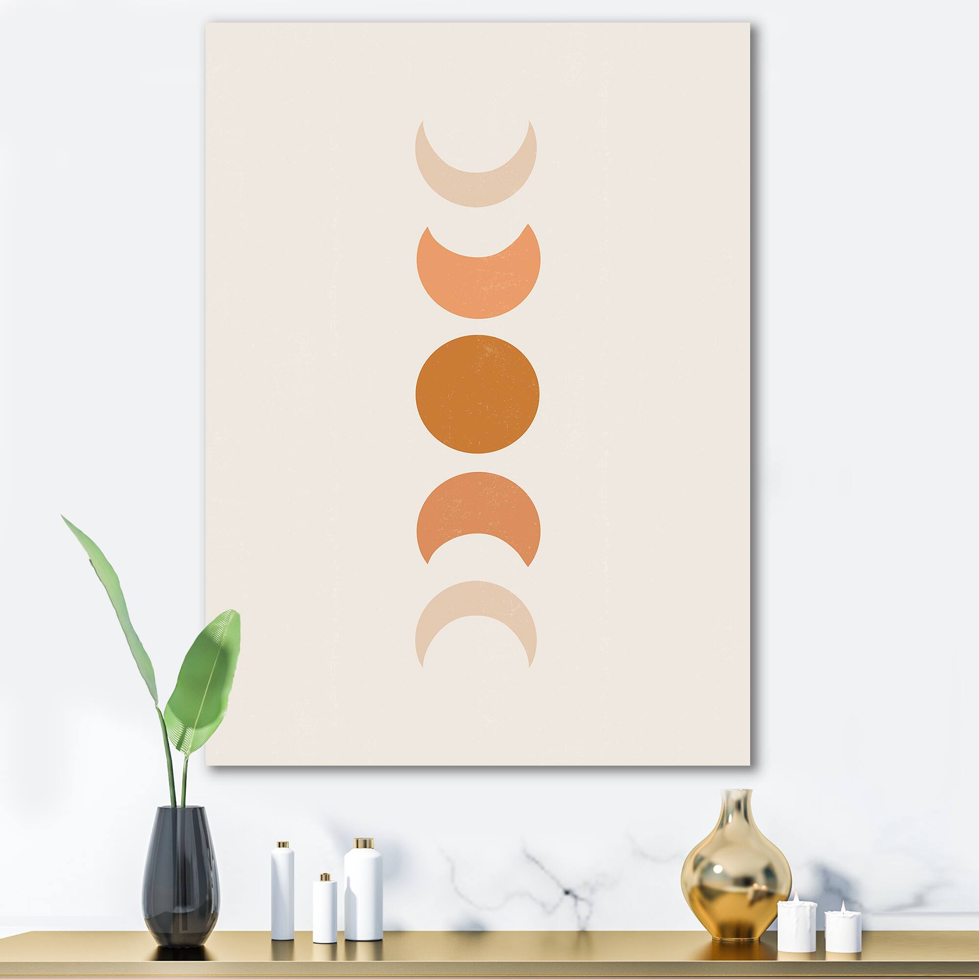 Designart - Minimalist Moon Phases - Modern Canvas Wall Art Print