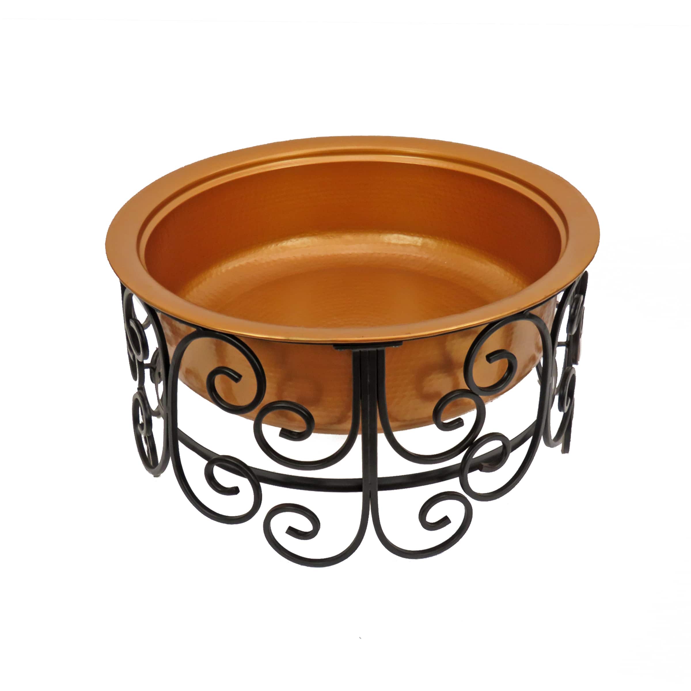 30" Deep Bowl Copper Fire Pit with Stand & Screen