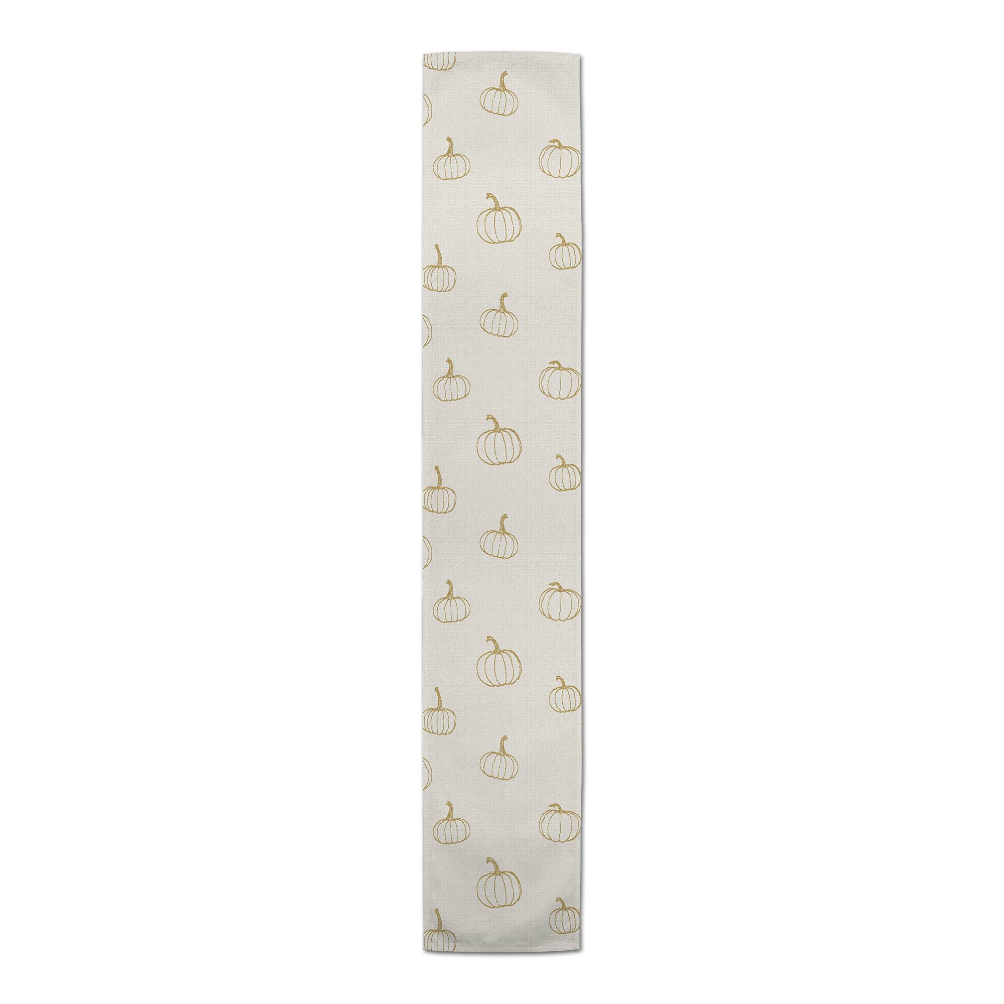 90'' Mustard Yellow Mini Pumpkin Pattern Cotton Twill Runner