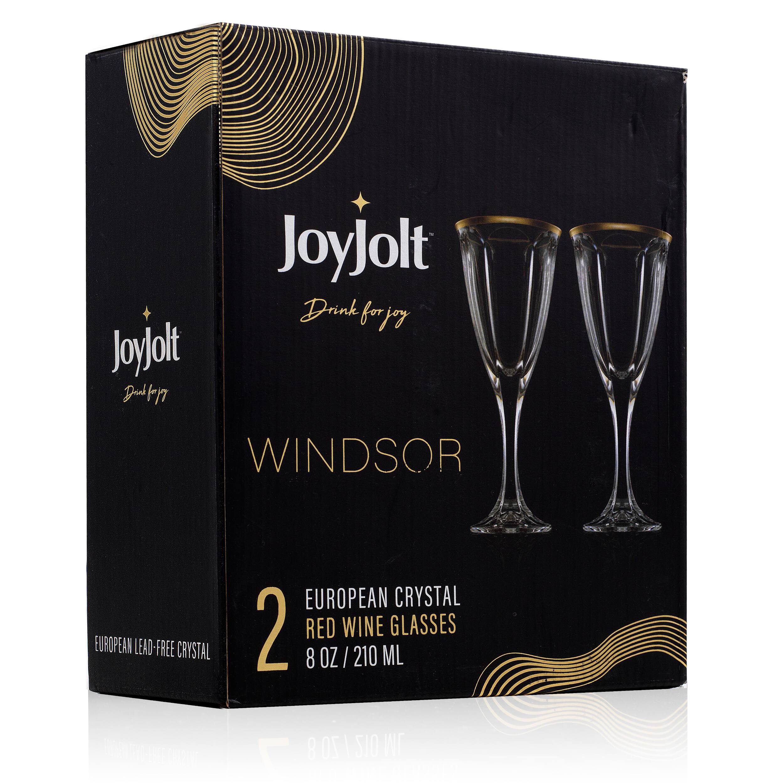 JoyJolt® 8oz. Gold Rimmed Windsor Crystal Red Wine Glasses, 2ct.
