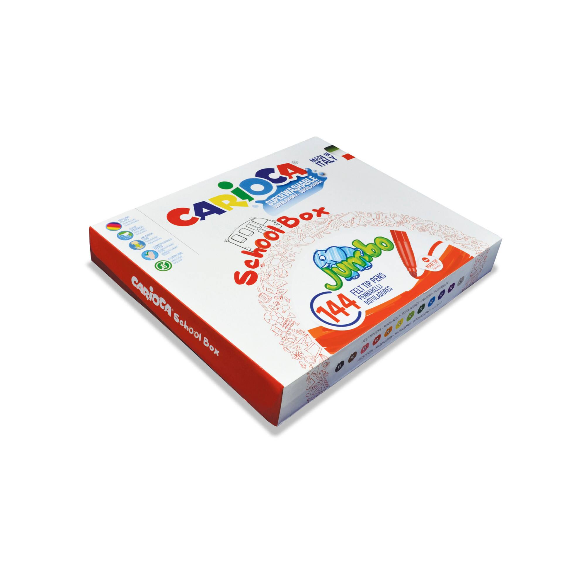 CARIOCA® 6mm Jumbo Maxi Tip Felt Tip Washable School Box Pen Set