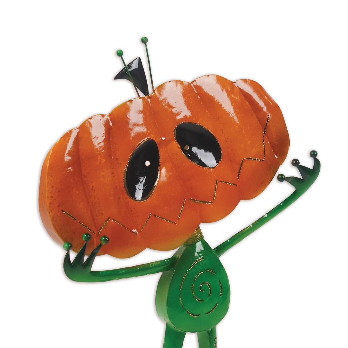 Sunset Vista Designs® 27" Whimsical Autumn Spice Solar Pumpkin Alien Sitter