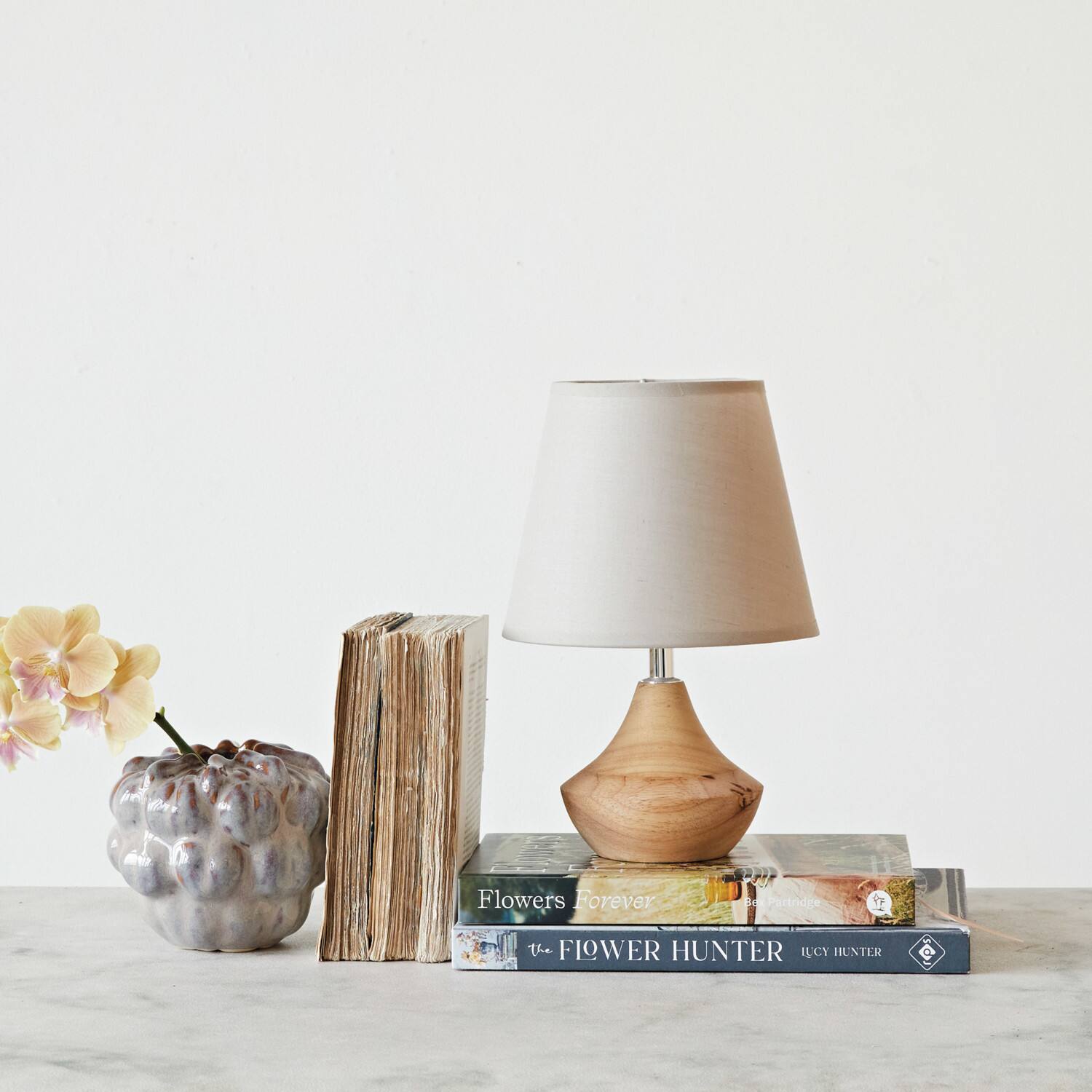 Hello Honey® 10.5" Natural Eucalyptus Wood Table Lamp with Linen Shade