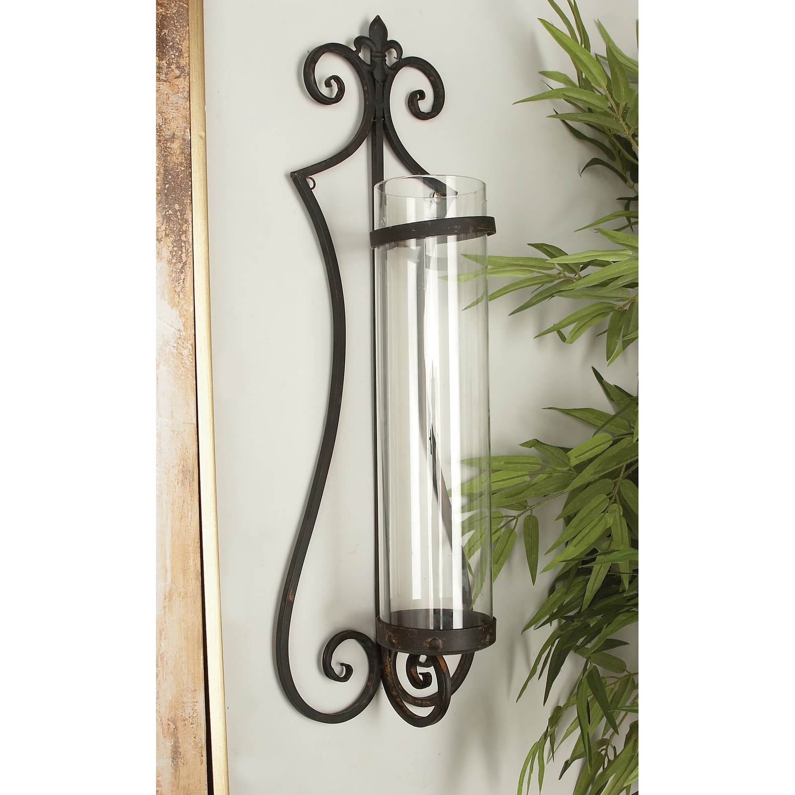 31" Black Iron Traditional Candle Wall Sconce