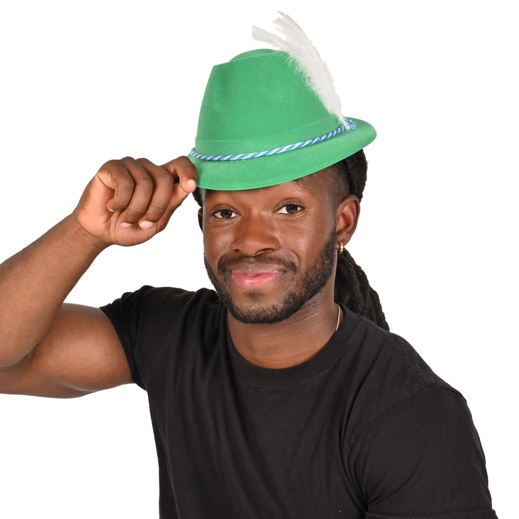 Beistle Green Velour Tyrolean Hats with Feather, 2ct.