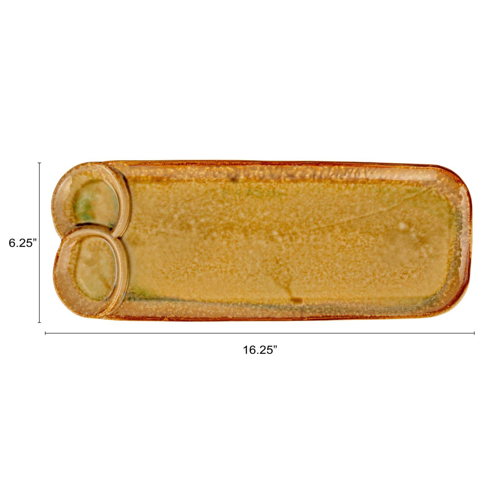 Hello Honey Stoneware Platter with 3 Sections, Reactive and Crackle Glaze, Caramel Color