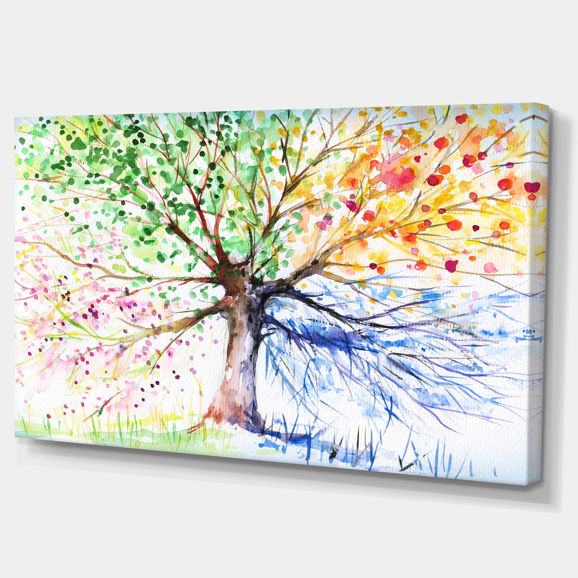 Designart - Four Seasons Tree - Floral Art Canvas Print