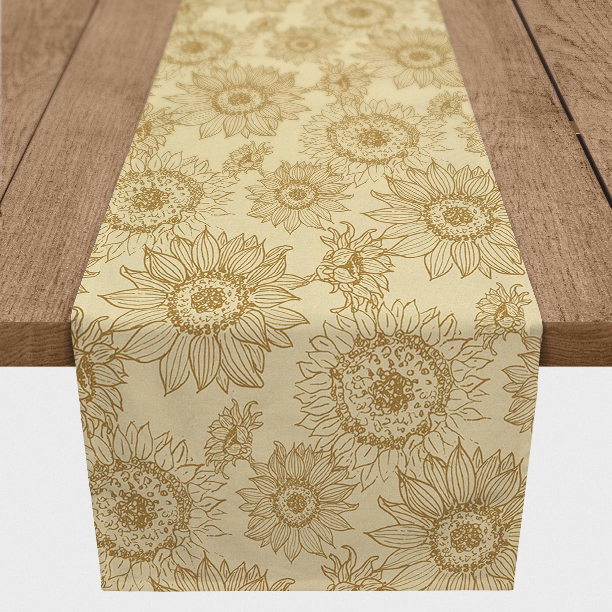 Large Sunflower Head Cotton Twill Runner