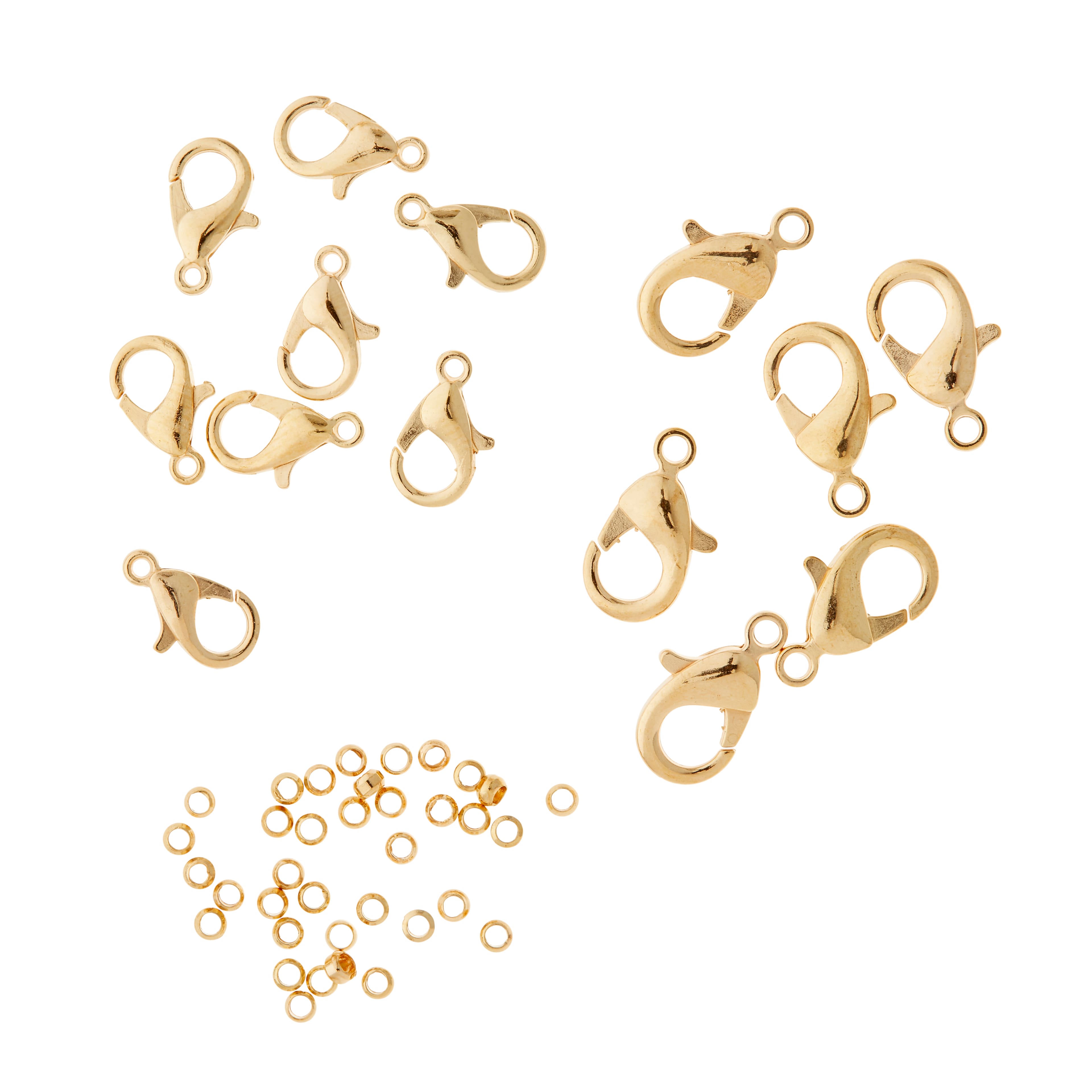 12 Pack: Gold Lobster Clasps & Crimp Beads by Bead Landing™