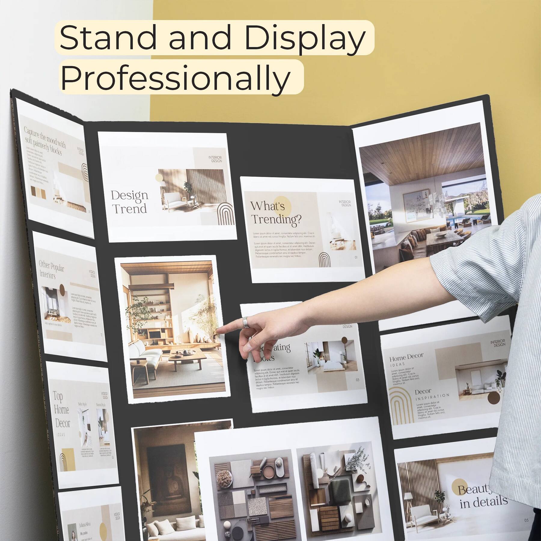 BAZIC Products® 36" x 48" Black Tri-Fold Corrugated Presentation Boards, 24ct.