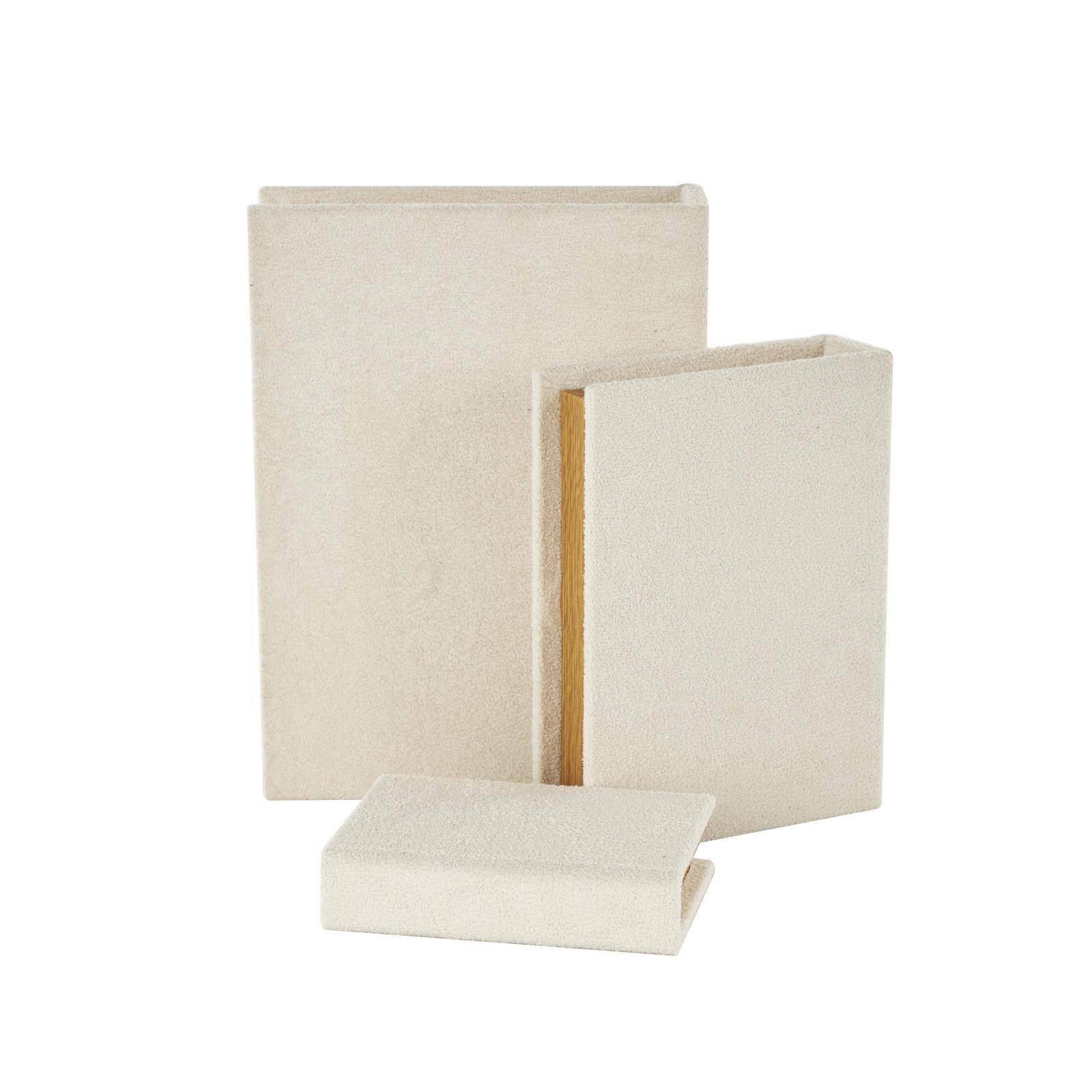 Velvet Textured Decorative Book Box with Gold Page Detailing