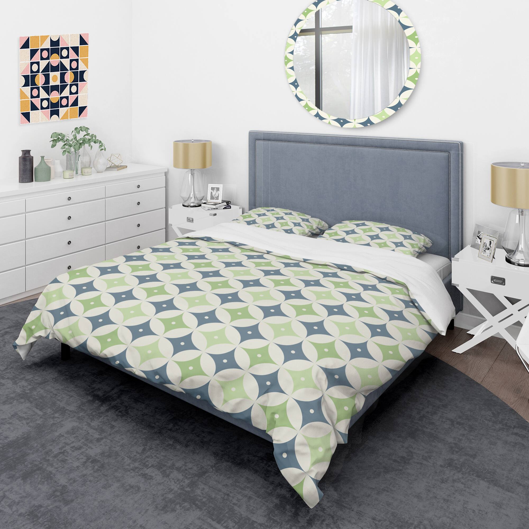 Designart 'Retro Geometric Design V' Mid-Century Duvet Cover Set