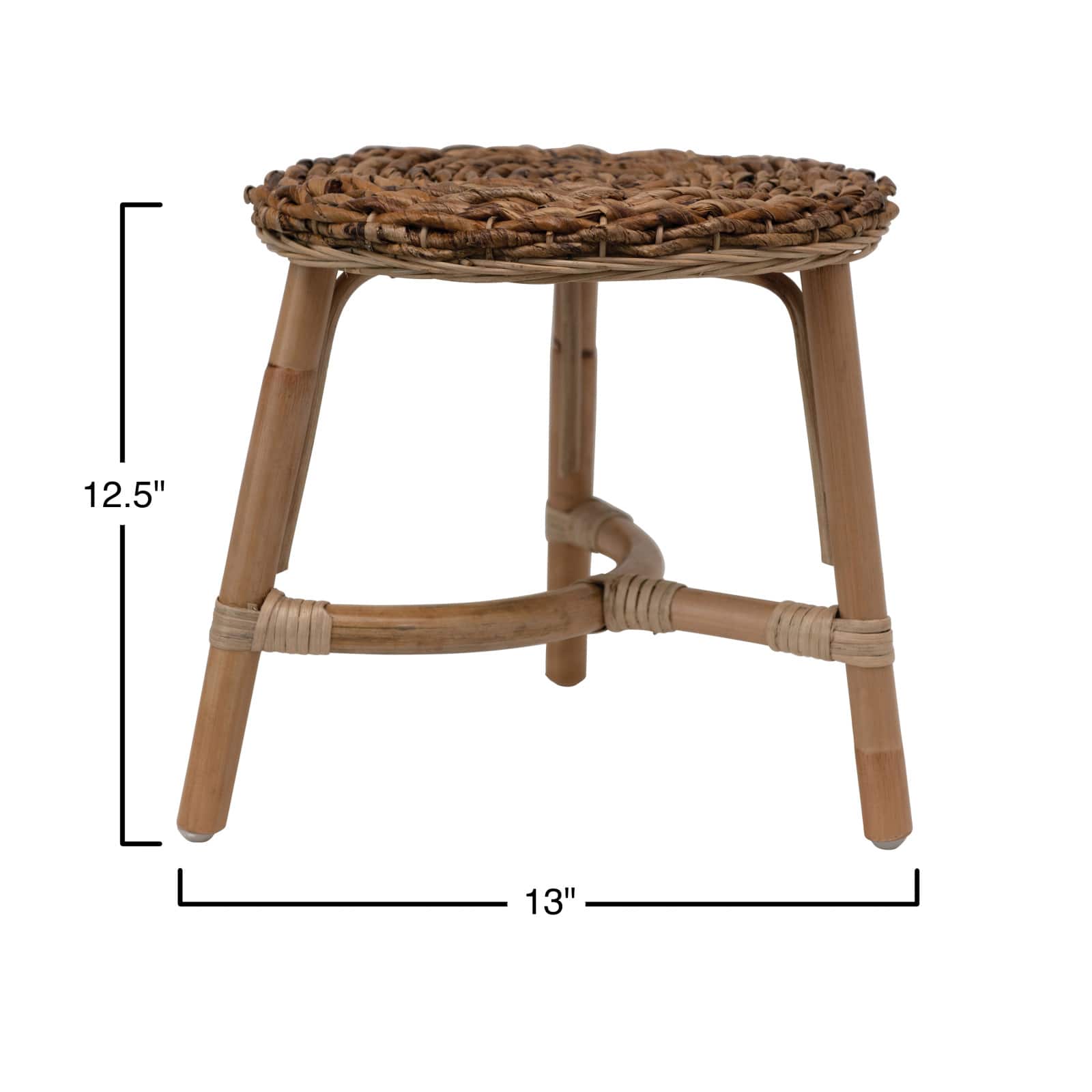 Hello Honey® 12.5" Wood Stool with Rattan Legs