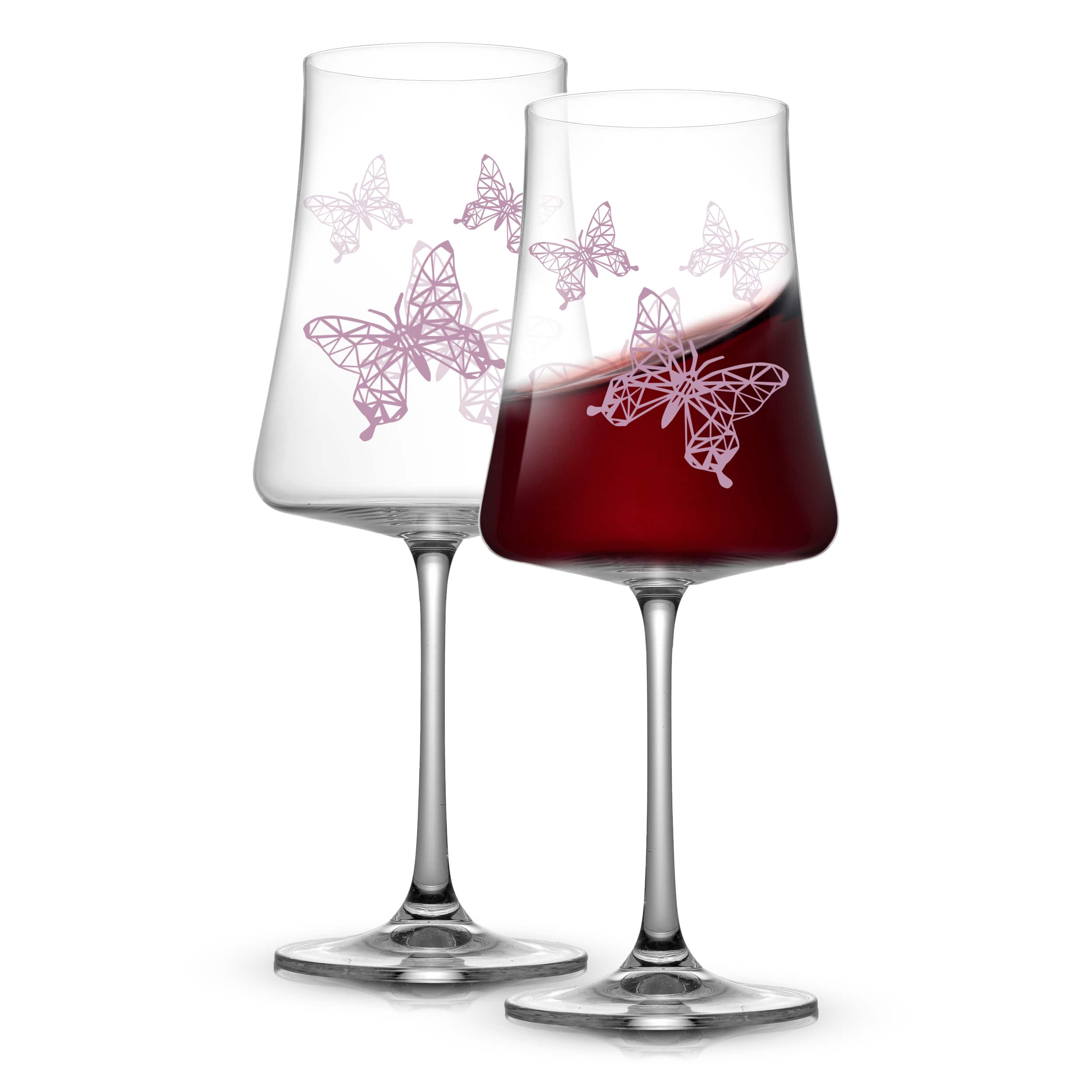 JoyJolt® 21oz. Meadow Butterfly Crystal Red Wine Glasses Set, 2ct.