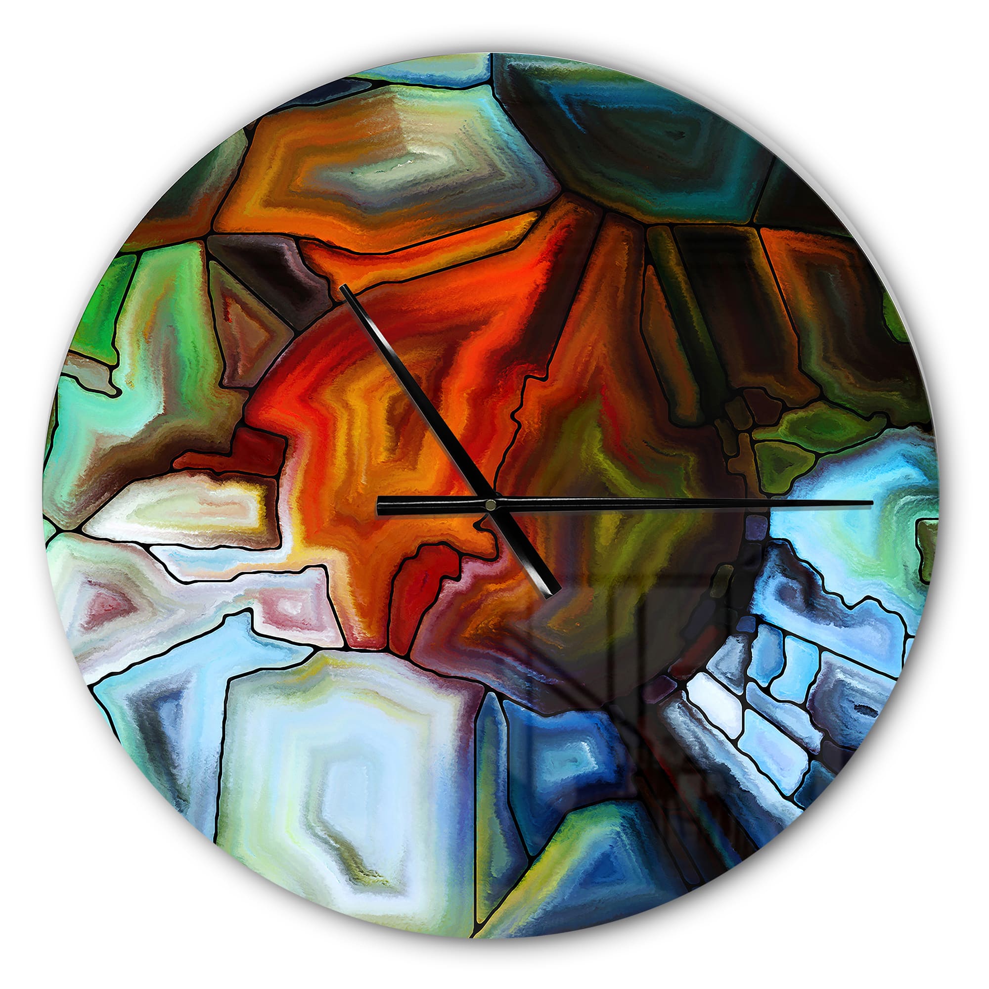Designart 'Abstract Stained Glass Design Modern Wall Clock