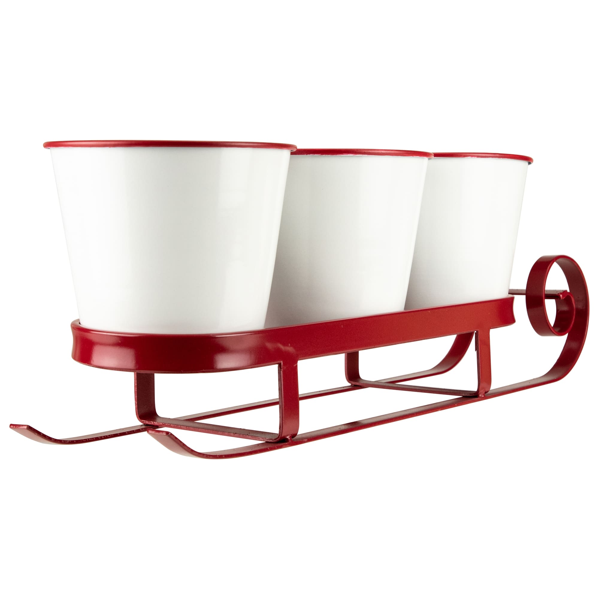 18.75" Red Sleigh with Sentiment Buckets Christmas Table Centerpiece