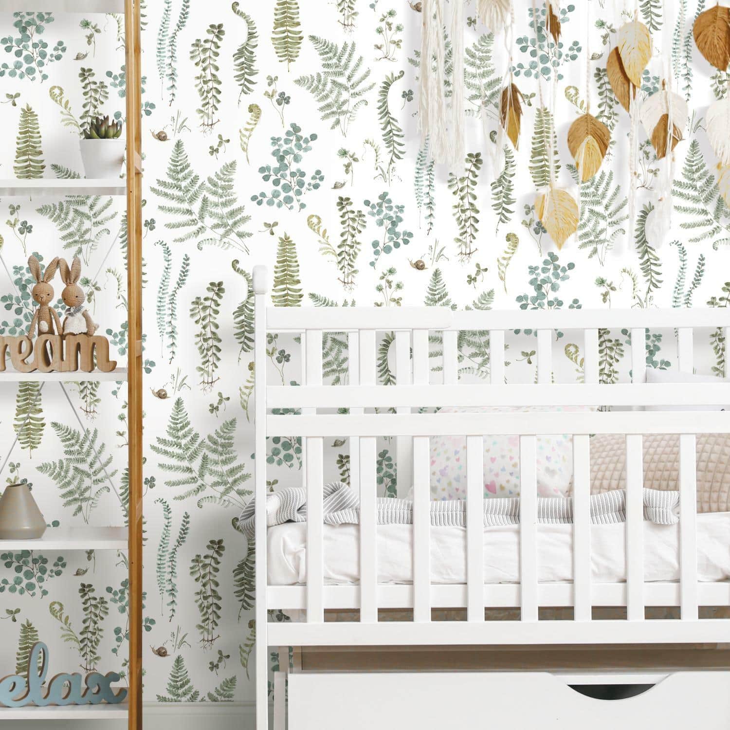 RoomMates White Fern Study Peel & Stick Wallpaper