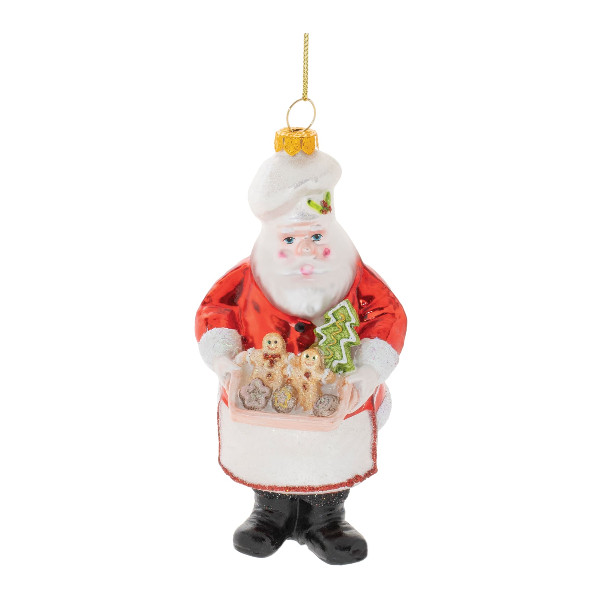 6" Glass Baking Santa Ornaments, 6ct.