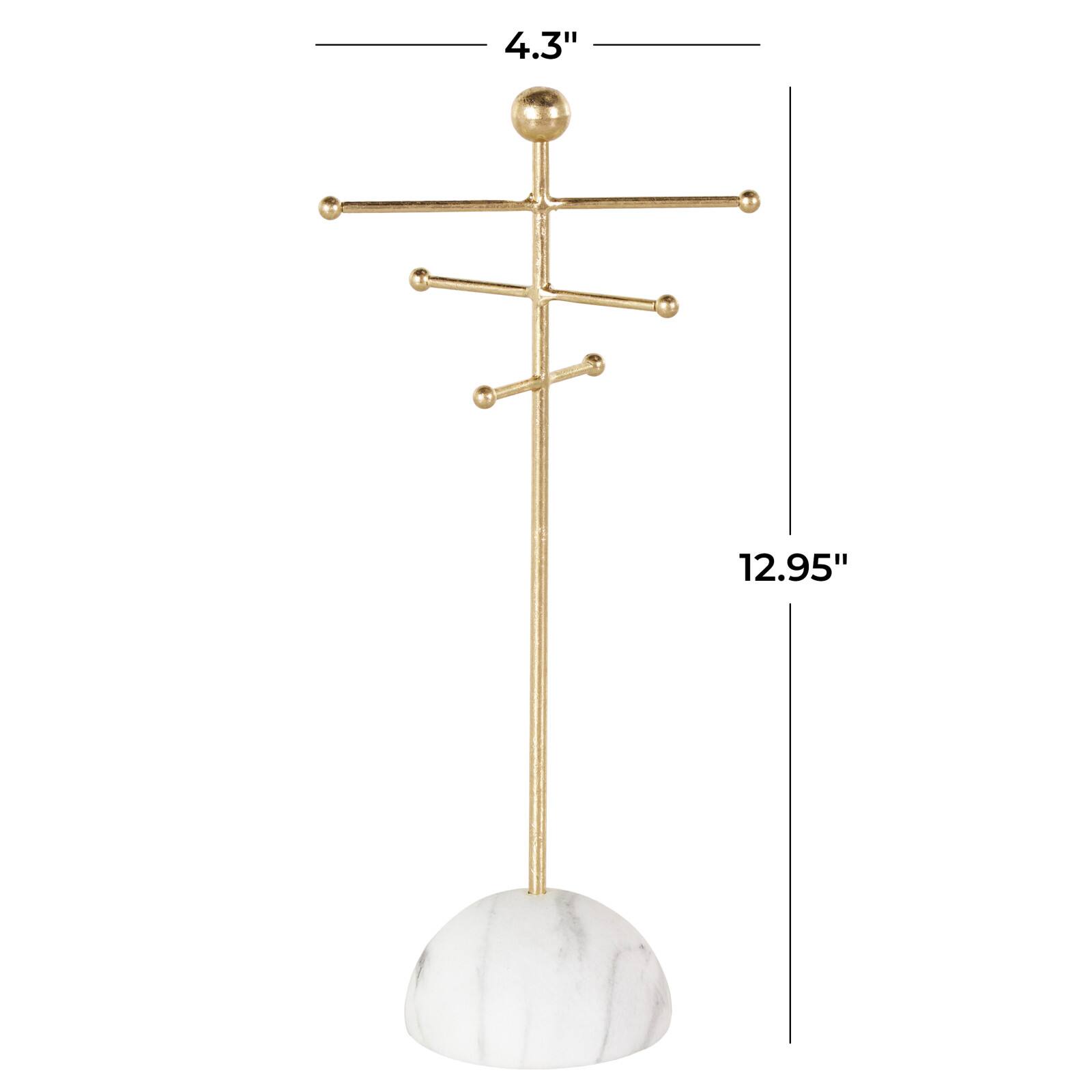 13" Gold Metal 6-Slot Jewelry Stand with White Base