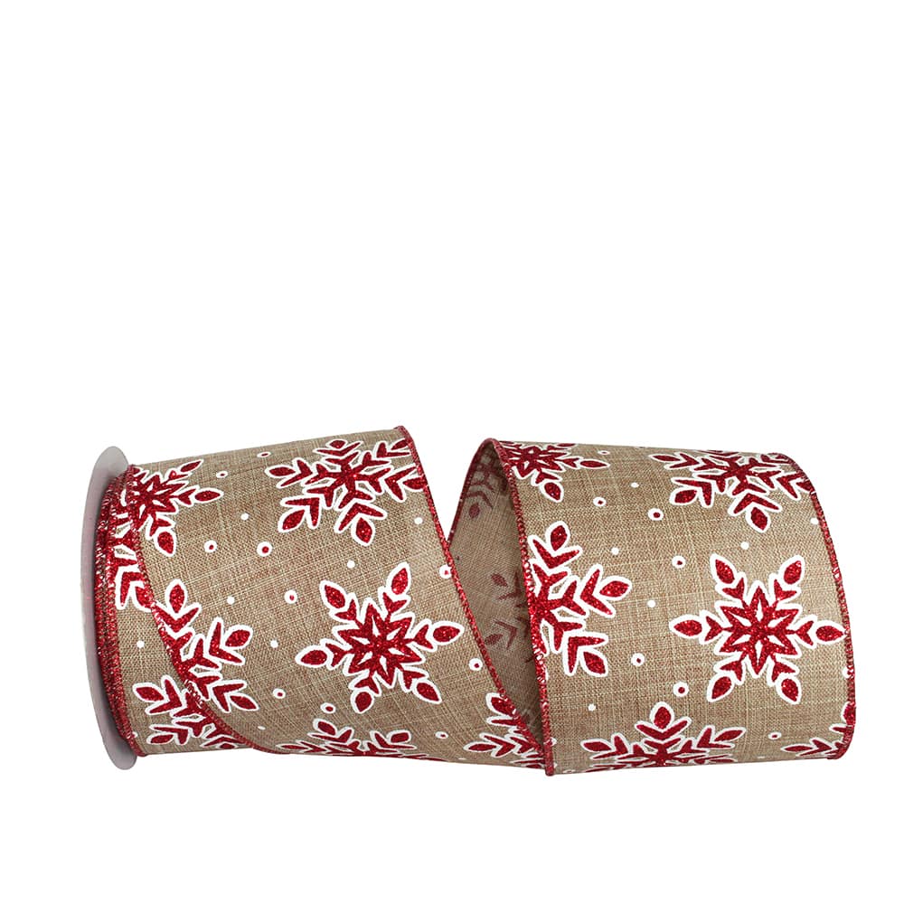 JAM Paper 4" x 10yd. Wired Snowflake Glitter Outline Ribbon