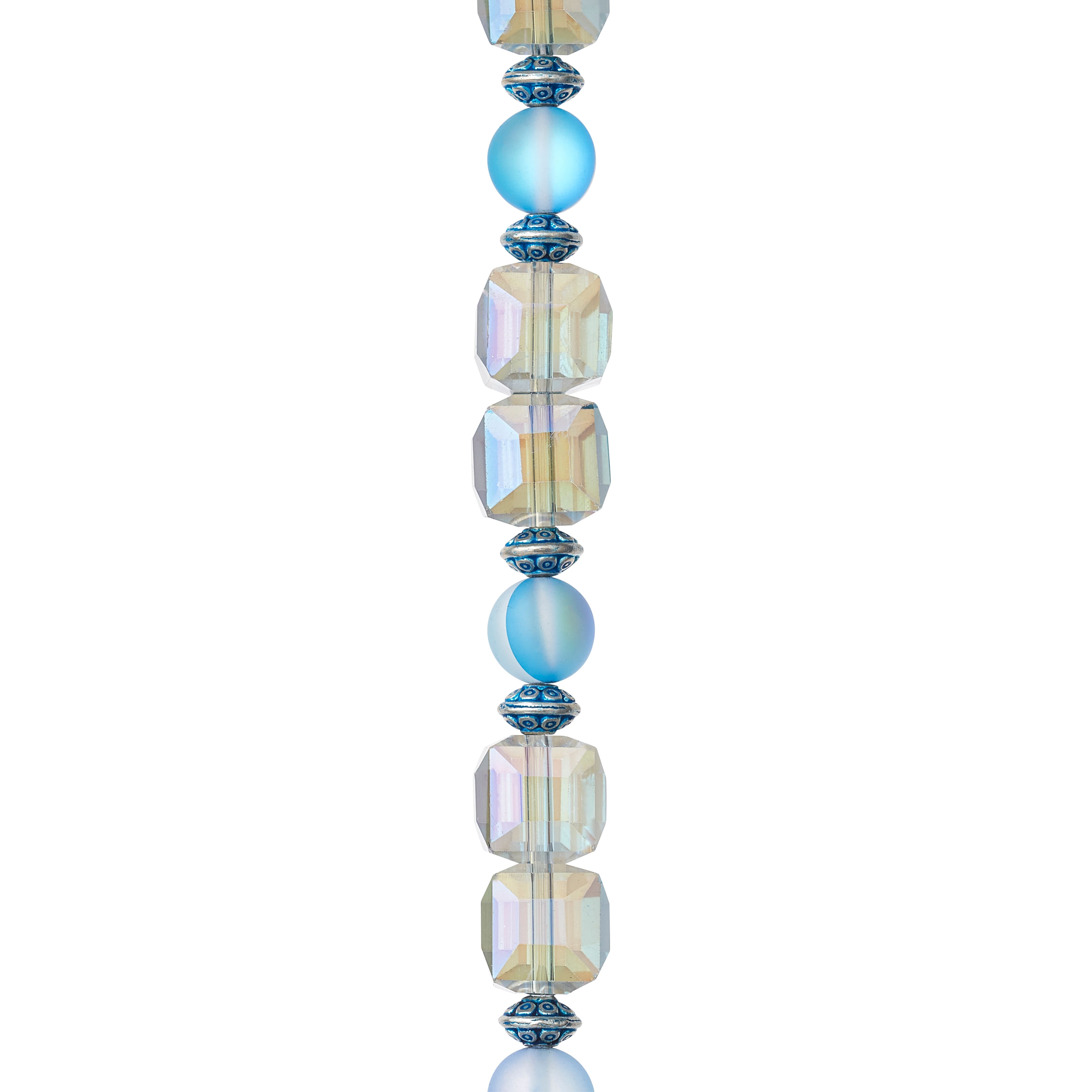 Aqua Mixed Glass Round & Cube Beads by Bead Landing™