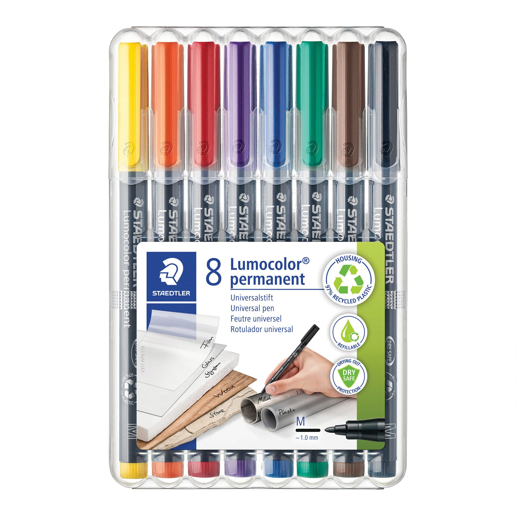 STAEDTLER® 1mm 8 Color Medium Lumocolor Permanent Pen Set