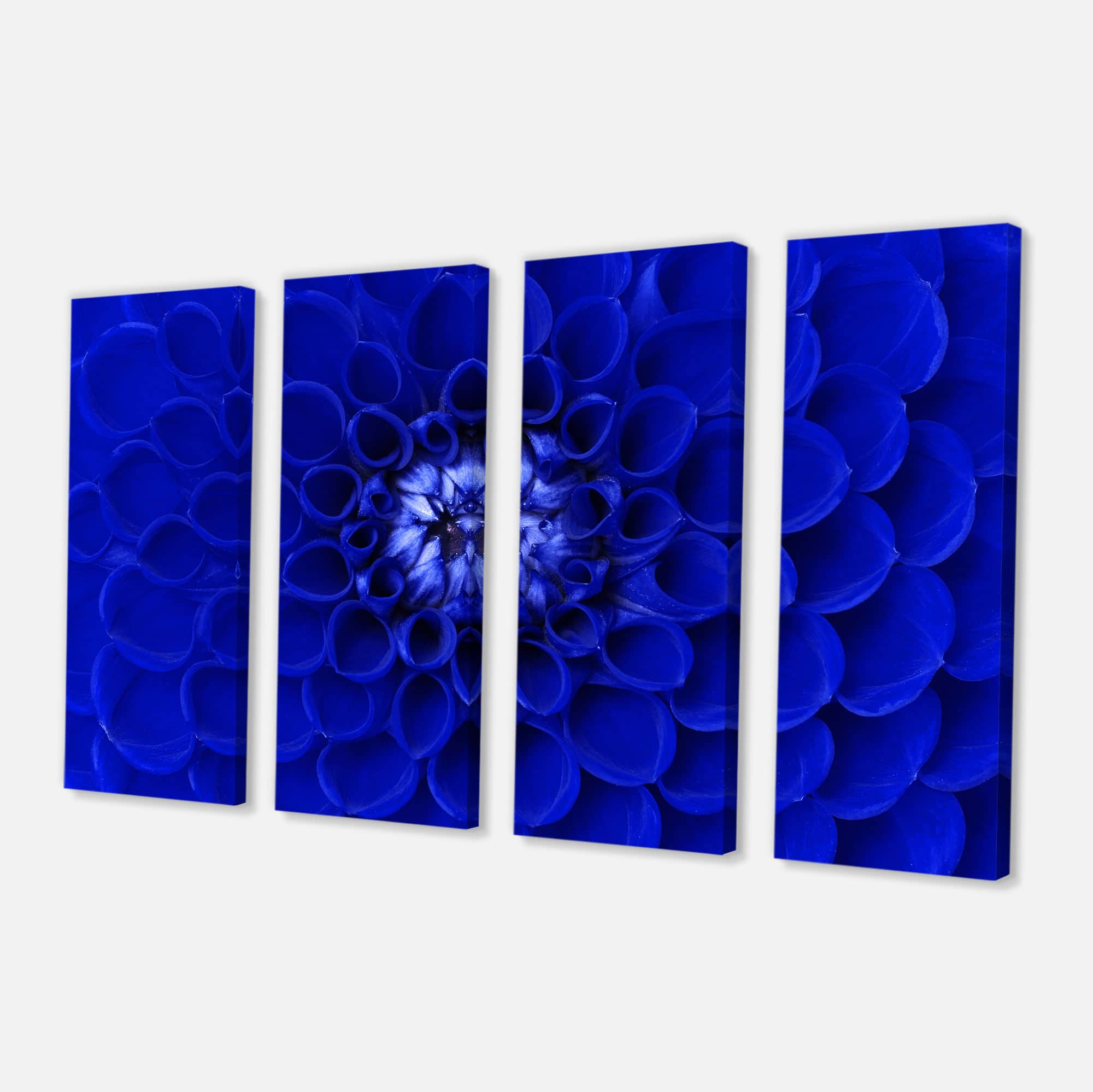 Designart - Abstract Blue Flower Design - Floral Canvas Art Print