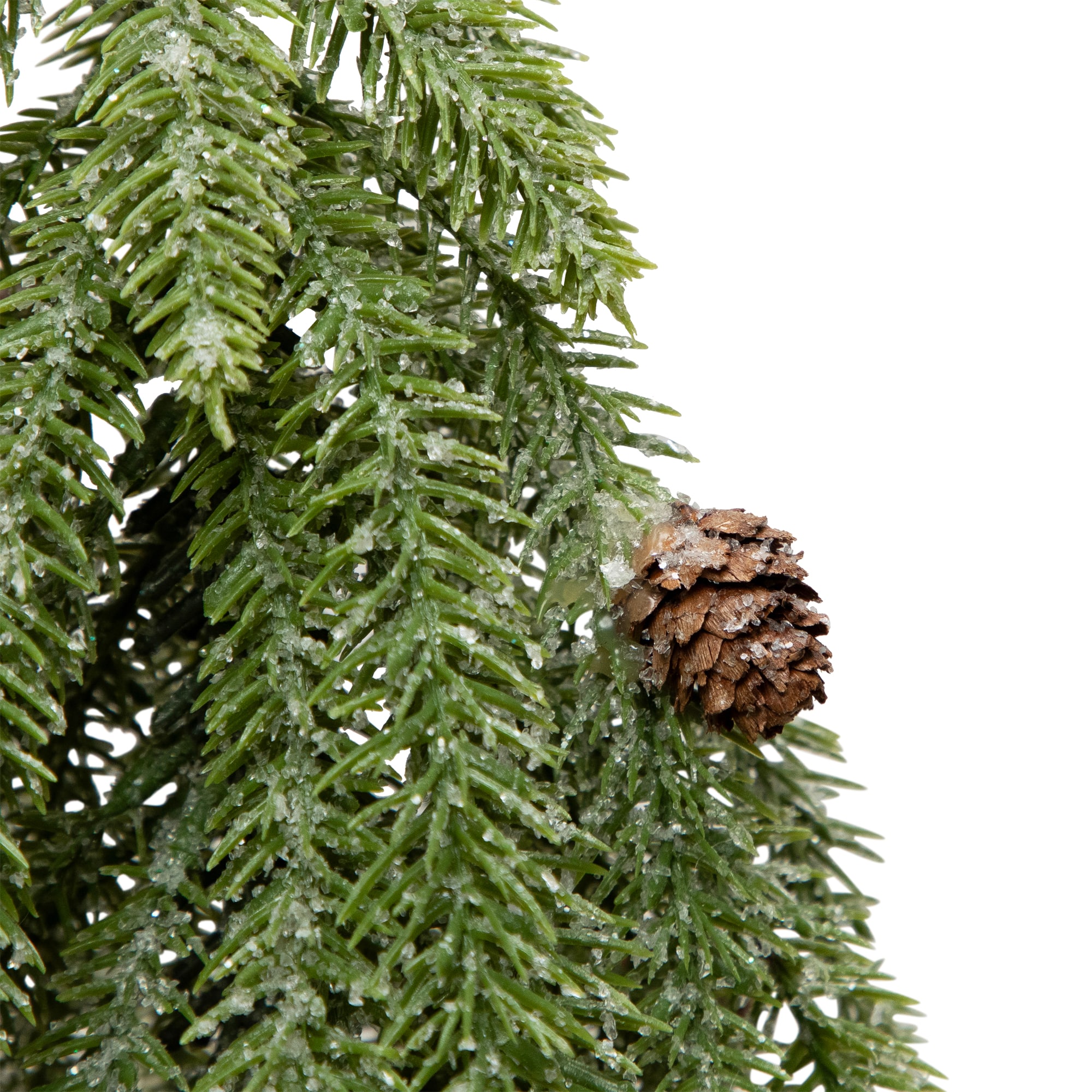 12" Unlit Icy Pine Mini Christmas Tree with Pinecones in Faux Birch Wood Pot