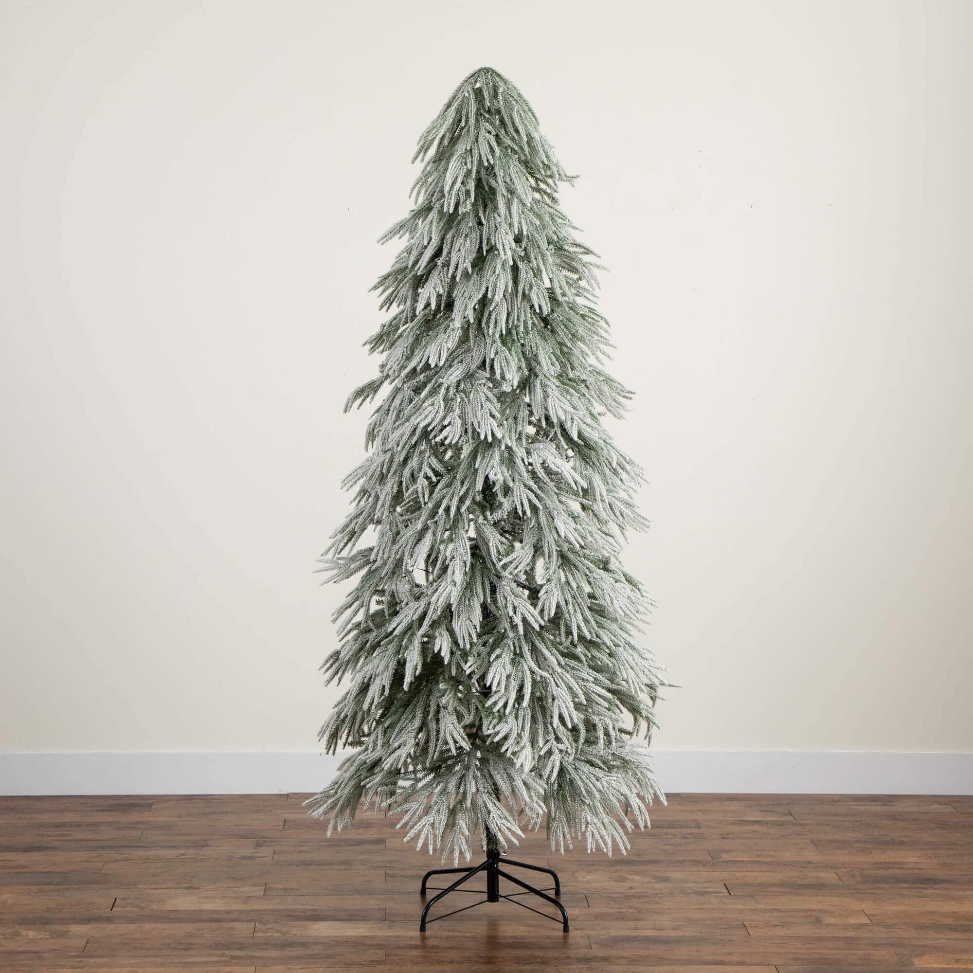 7ft.  Pre-Lit Down Swept Flocked Artificial Christmas Tree, Warm White LED Lights