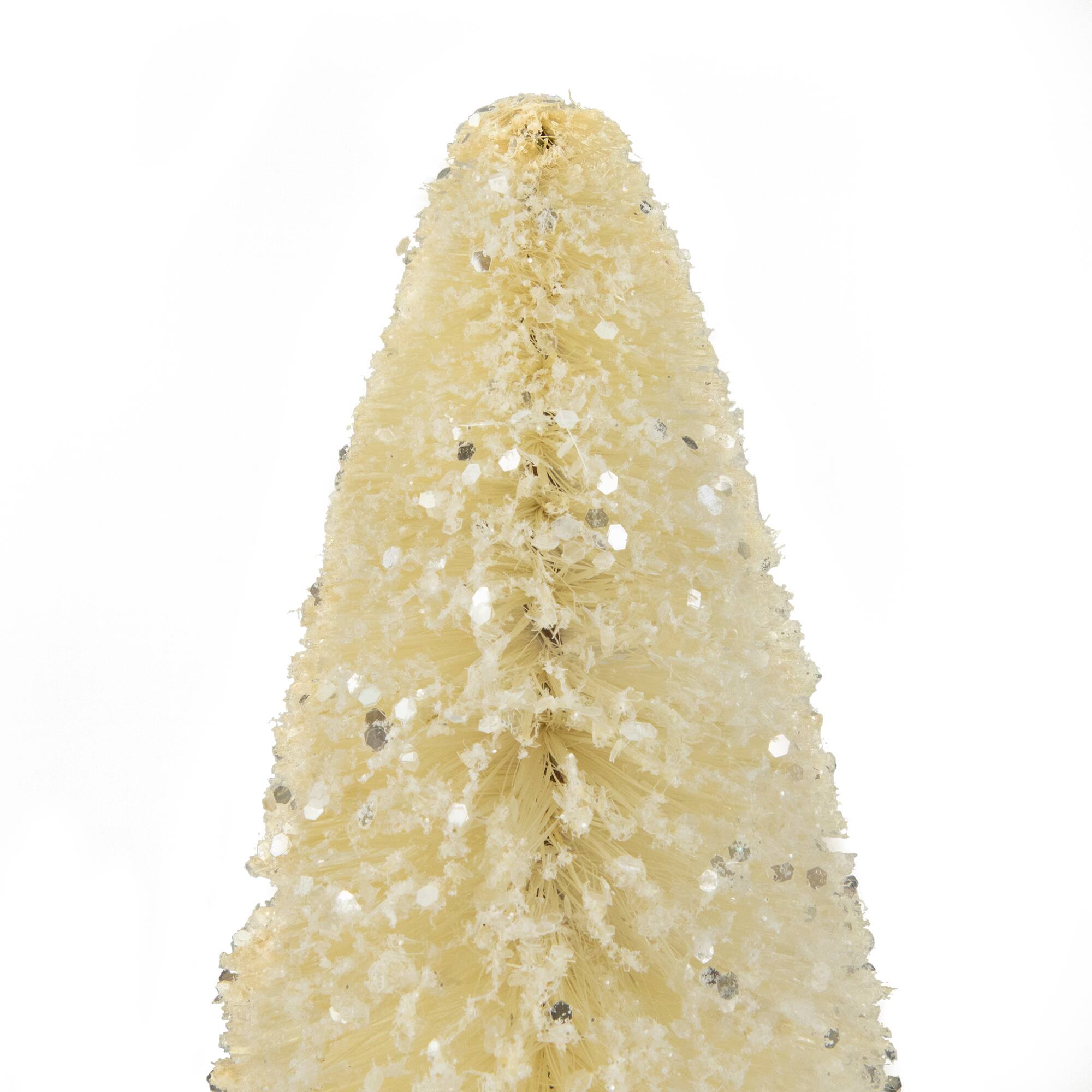 8.75" Glittered Sisal with Wooden Base Decoration Christmas Tree
