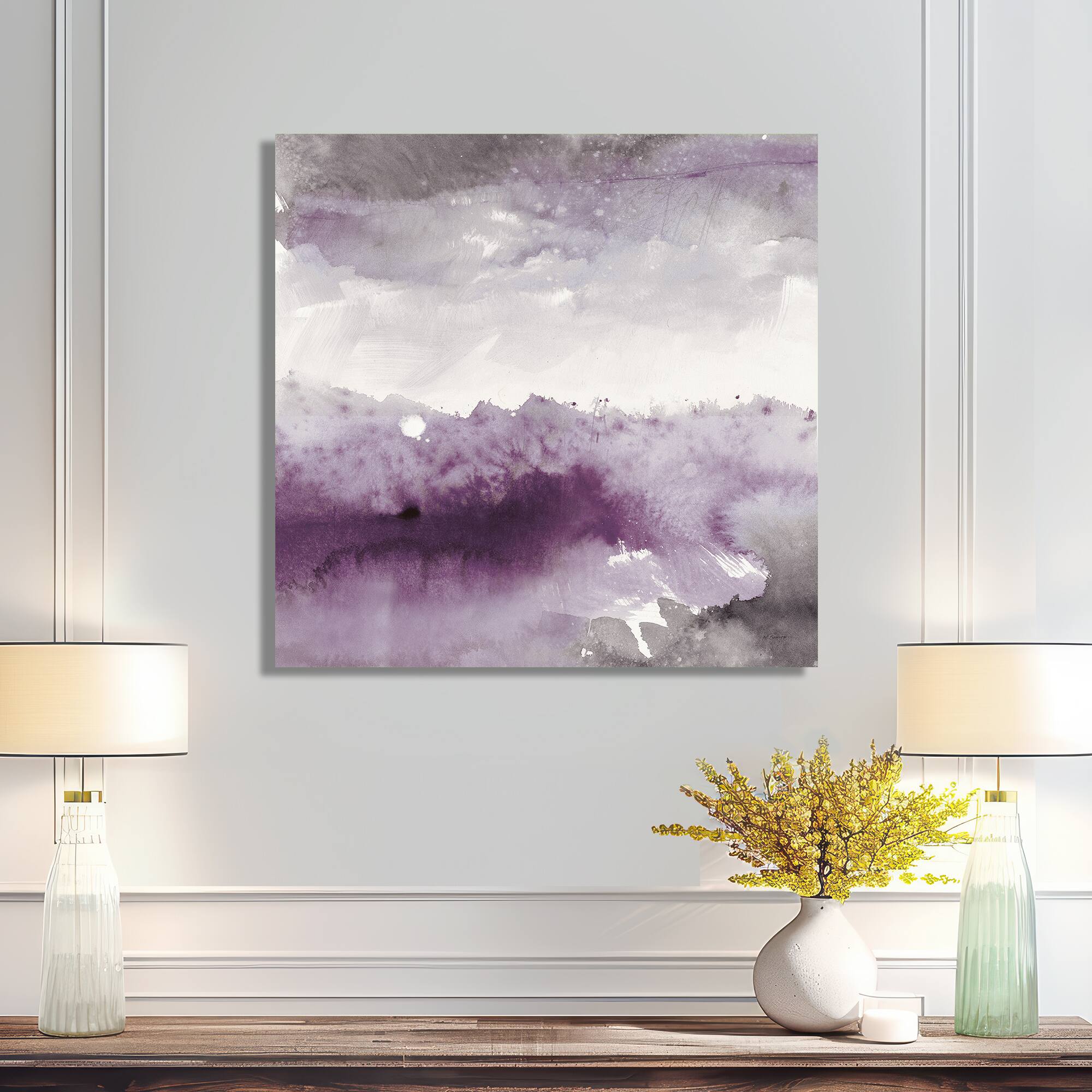 Designart - Midnight at the Lake II Amethyst and Grey