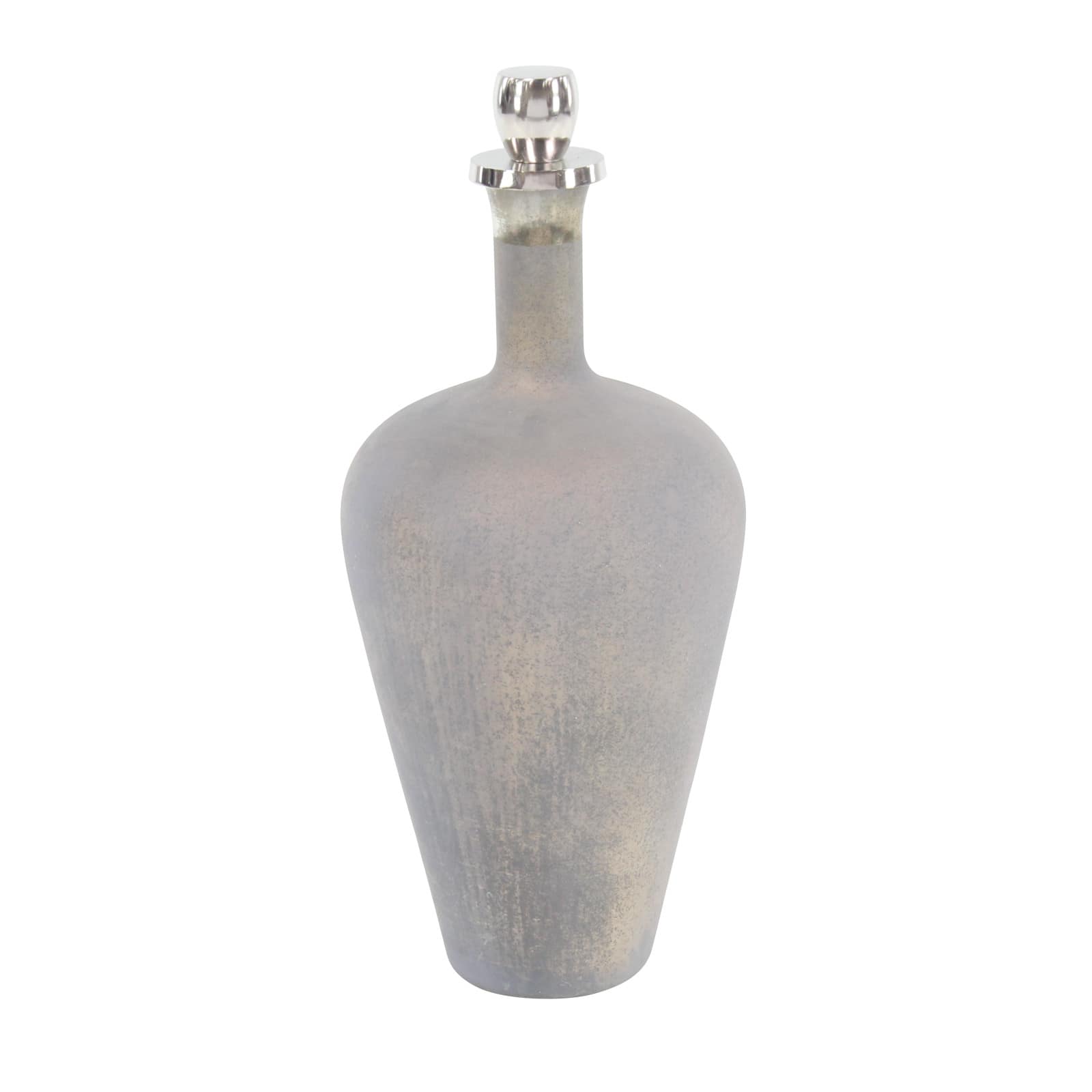 28" Silver Glass Modern Decorative Bottle