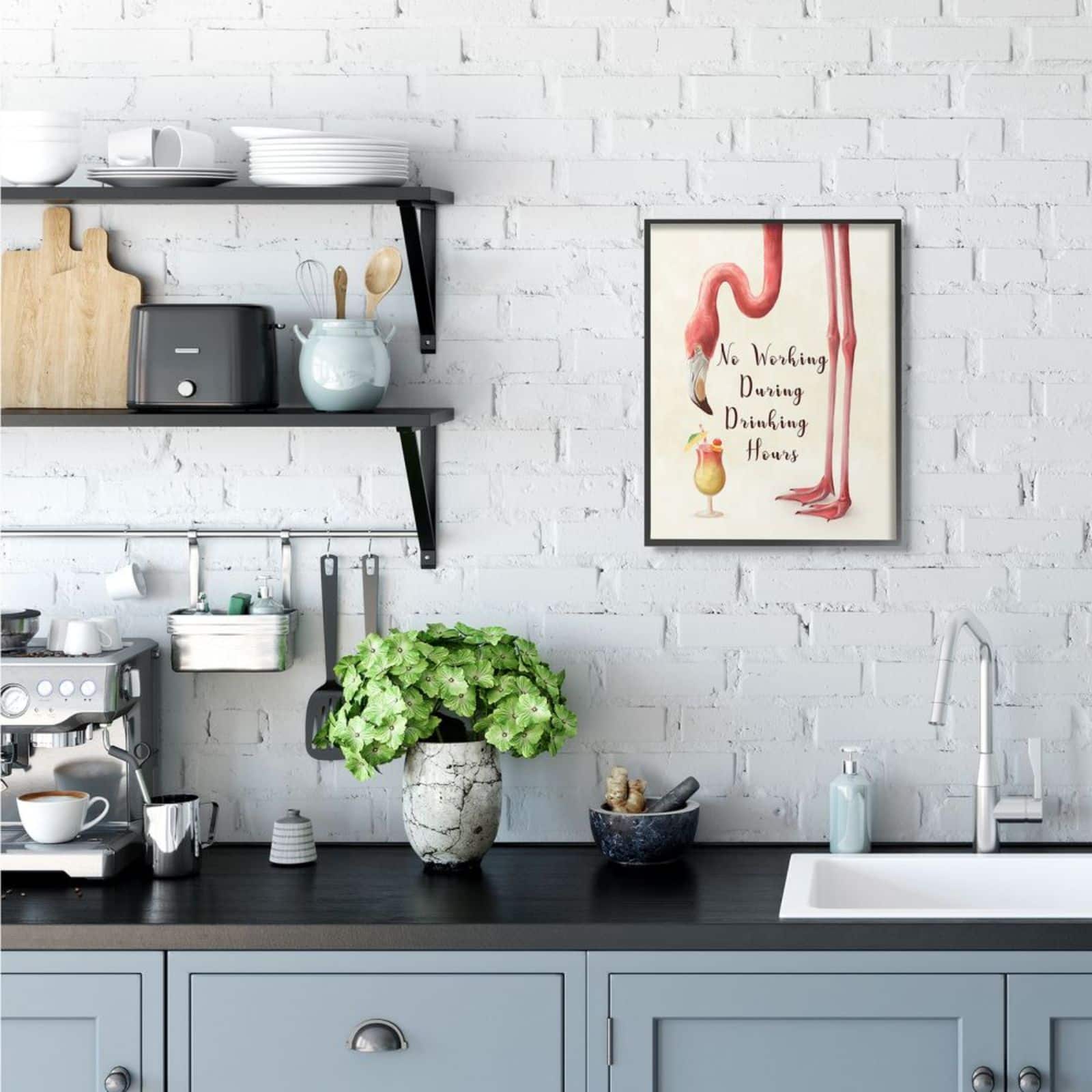 Stupell Industries No Working During Drinking Hours with Black Frame Wall Accent