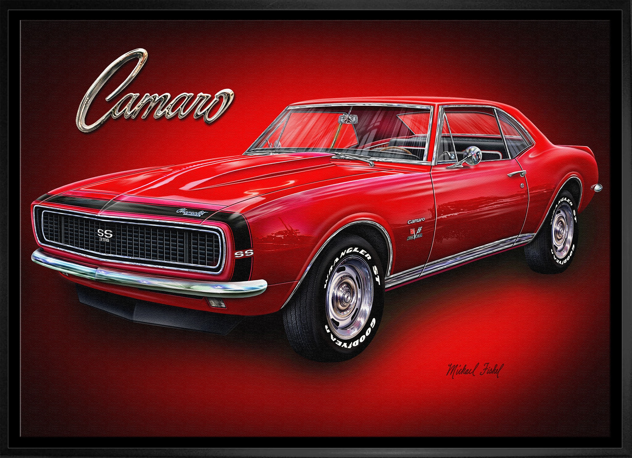 Camaro 20" x 29" Framed Canvas by Michael Fishel 31.5" x 22.5"
