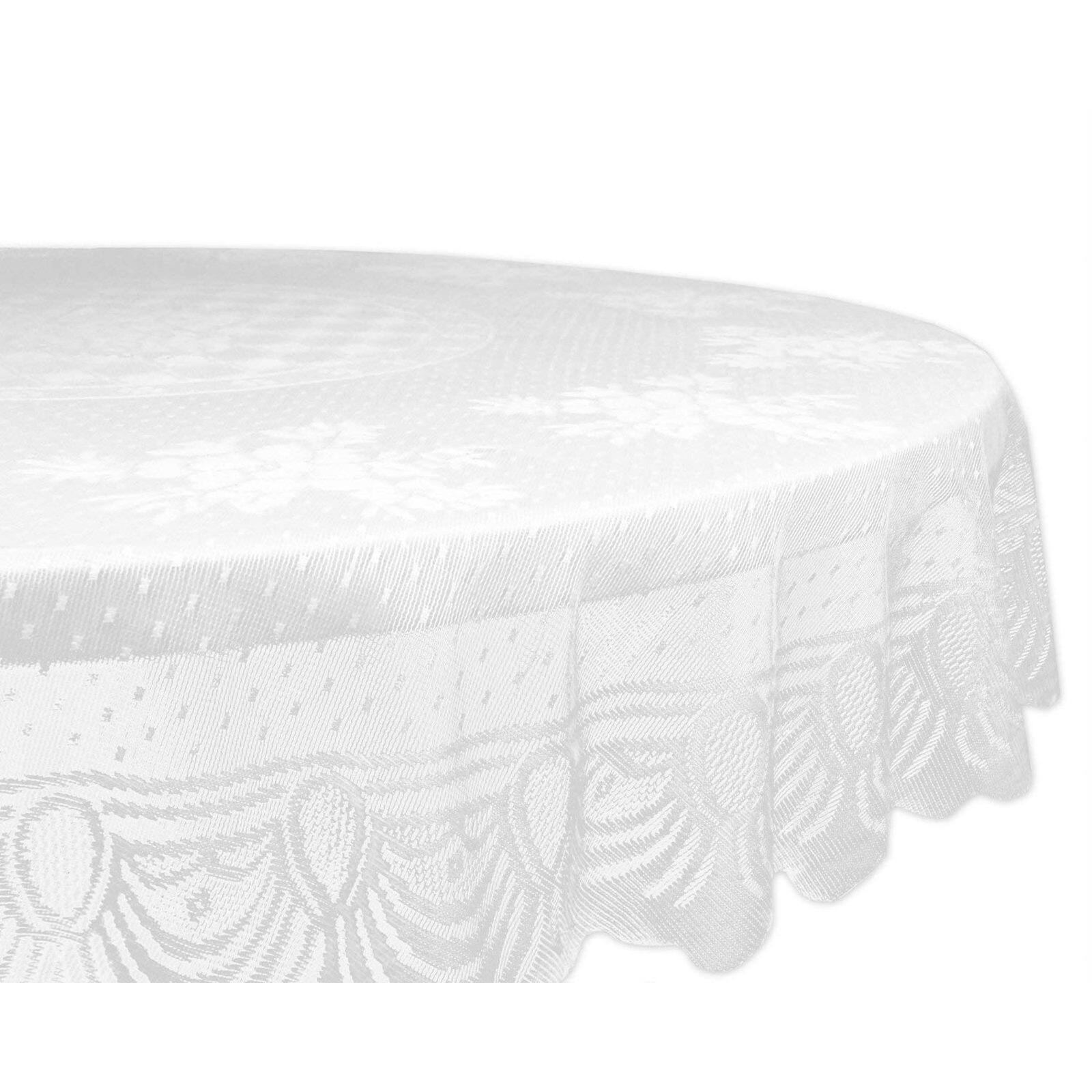 DII® 63" Round White Floral Polyester Lace Tablecloth