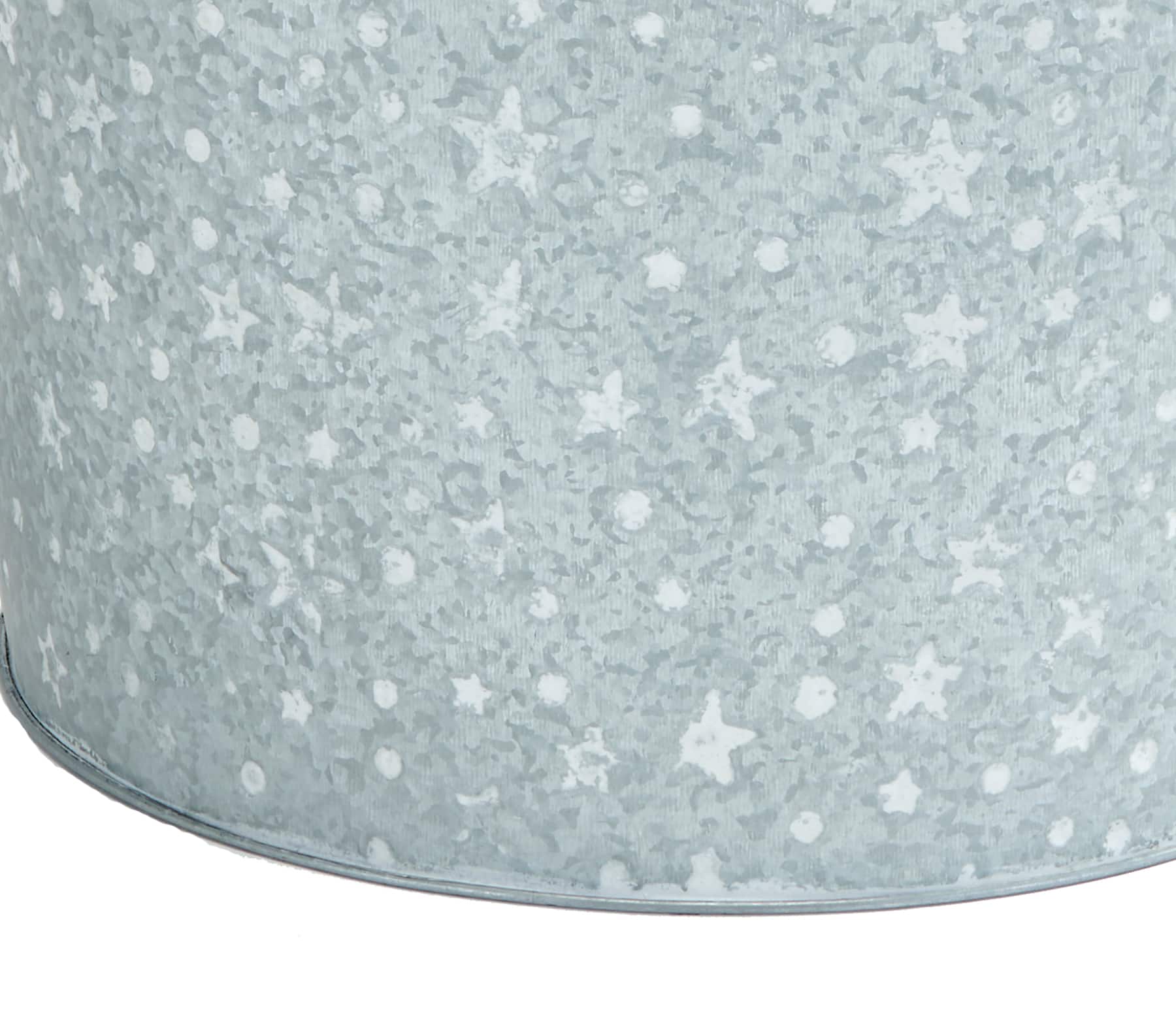 Galvanized Metal Christmas Planter Bucket with White Stars & Dots Sets