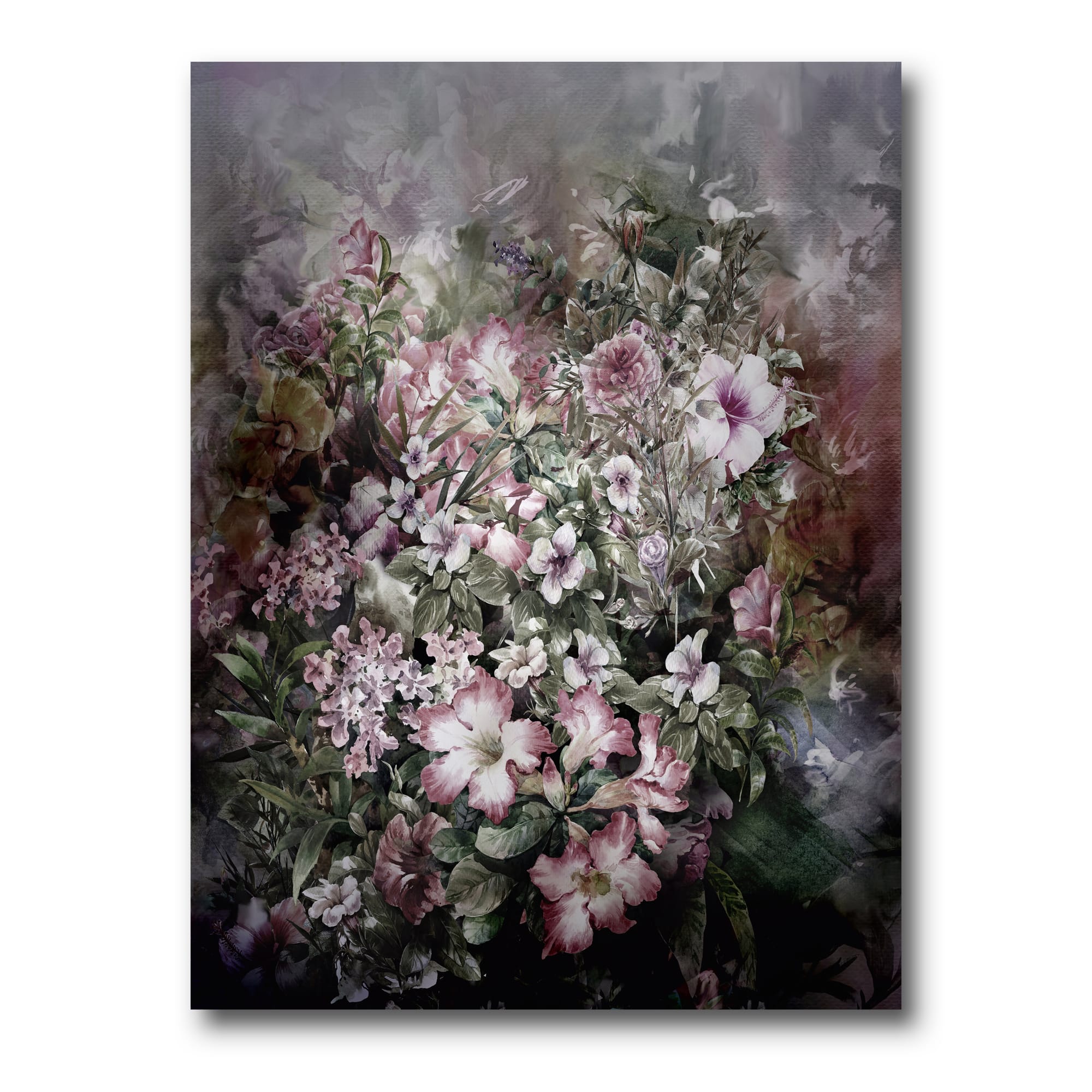 Designart - Retro Drawing of Flowers IV - Vintage Canvas Wall Art Print