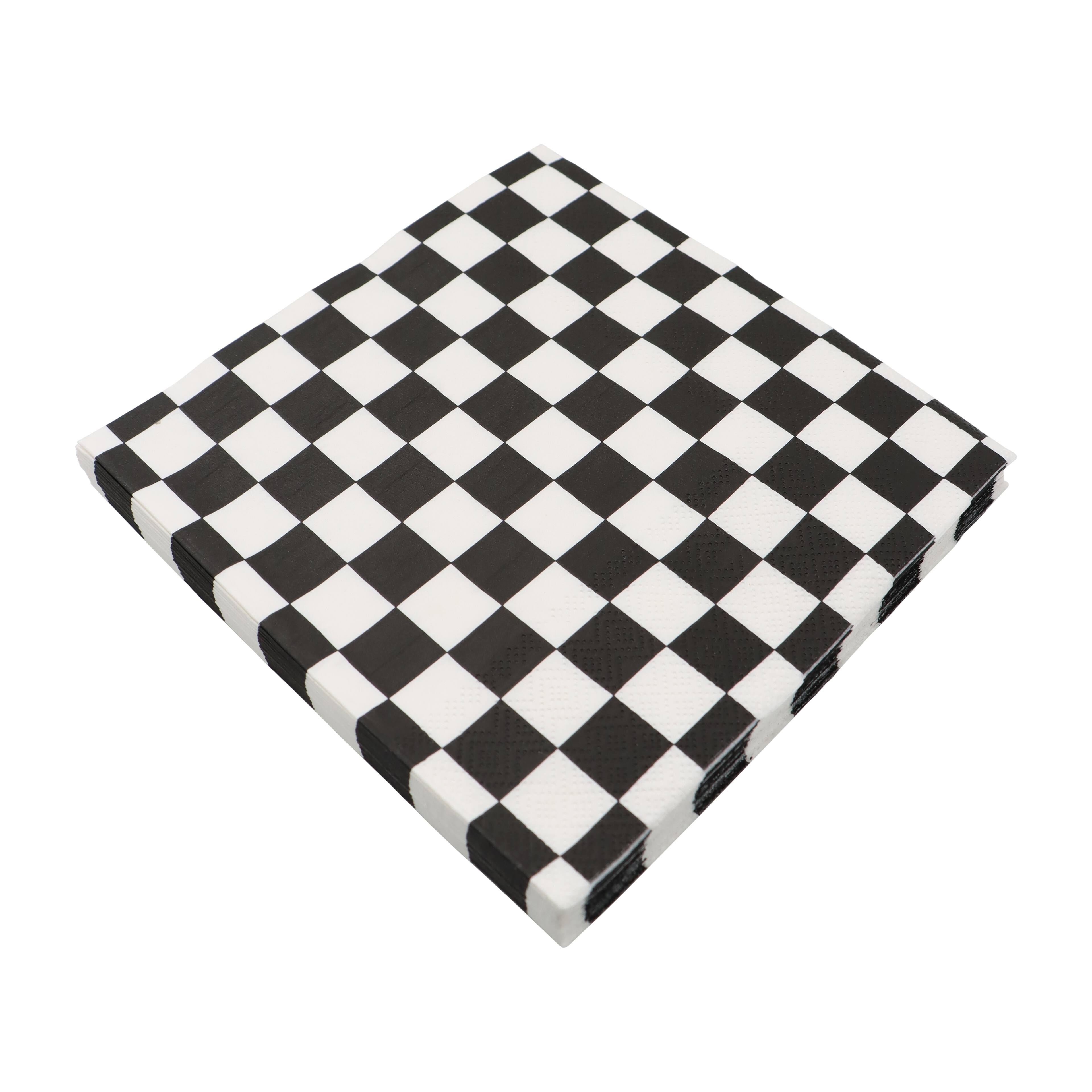 12 Packs: 20 ct. (240 total) Black & White Checker Lunch Napkins by Celebrate It™