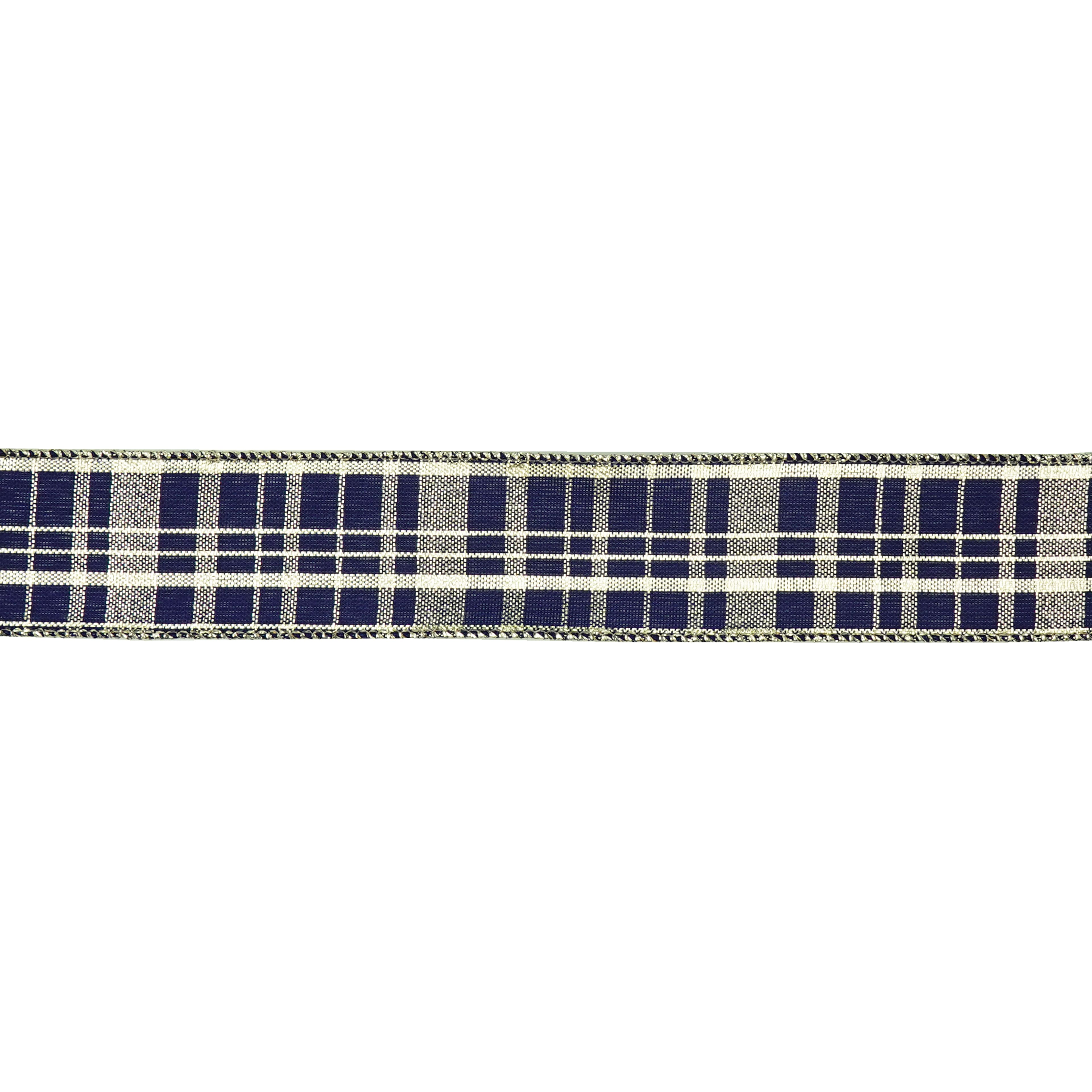 1.5" x 10yd. Navy & Gold Plaid Wired Ribbon by Celebrate It®
