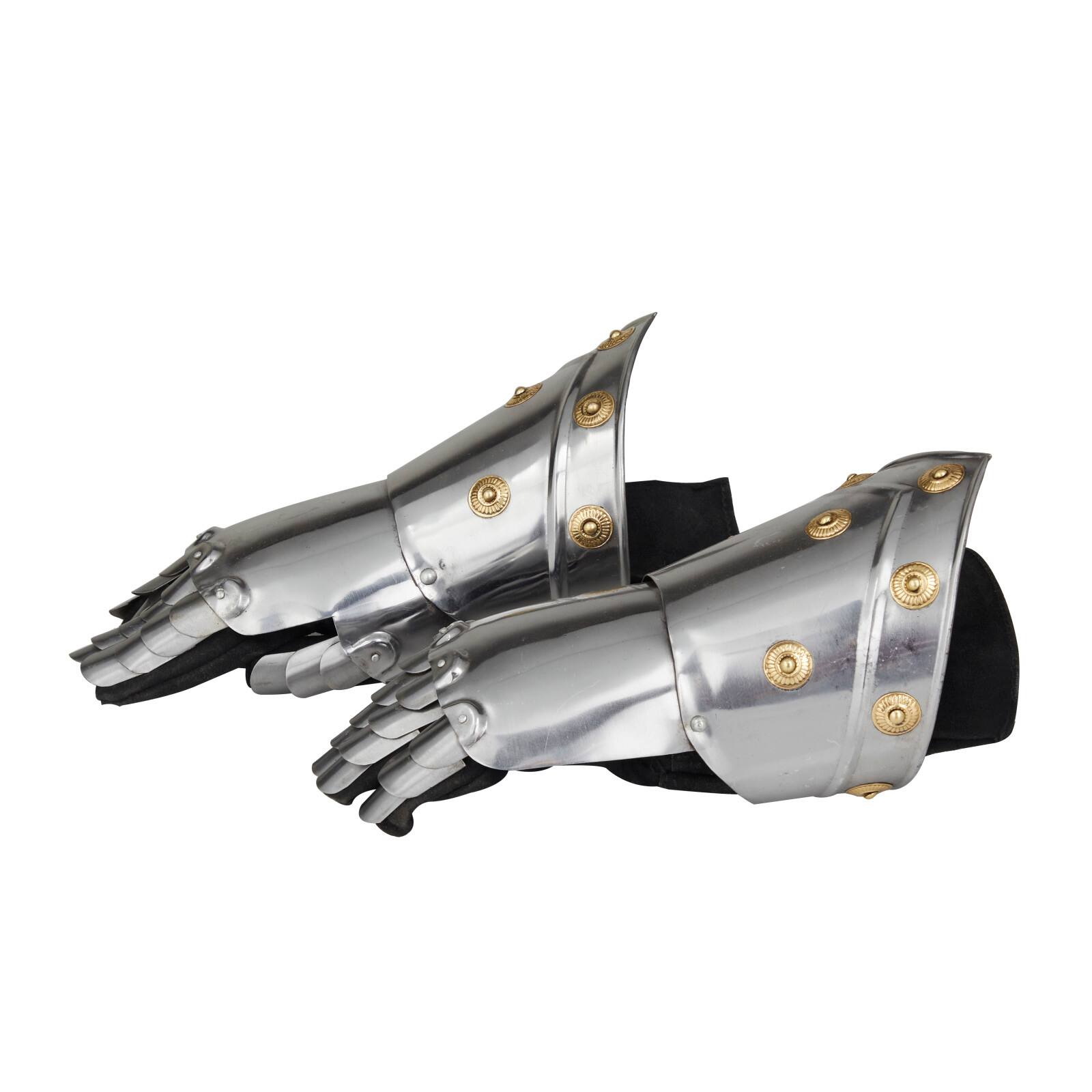 Set of 2" Silver Iron Vintage Armor Gloves, 7" x 14" x 6"