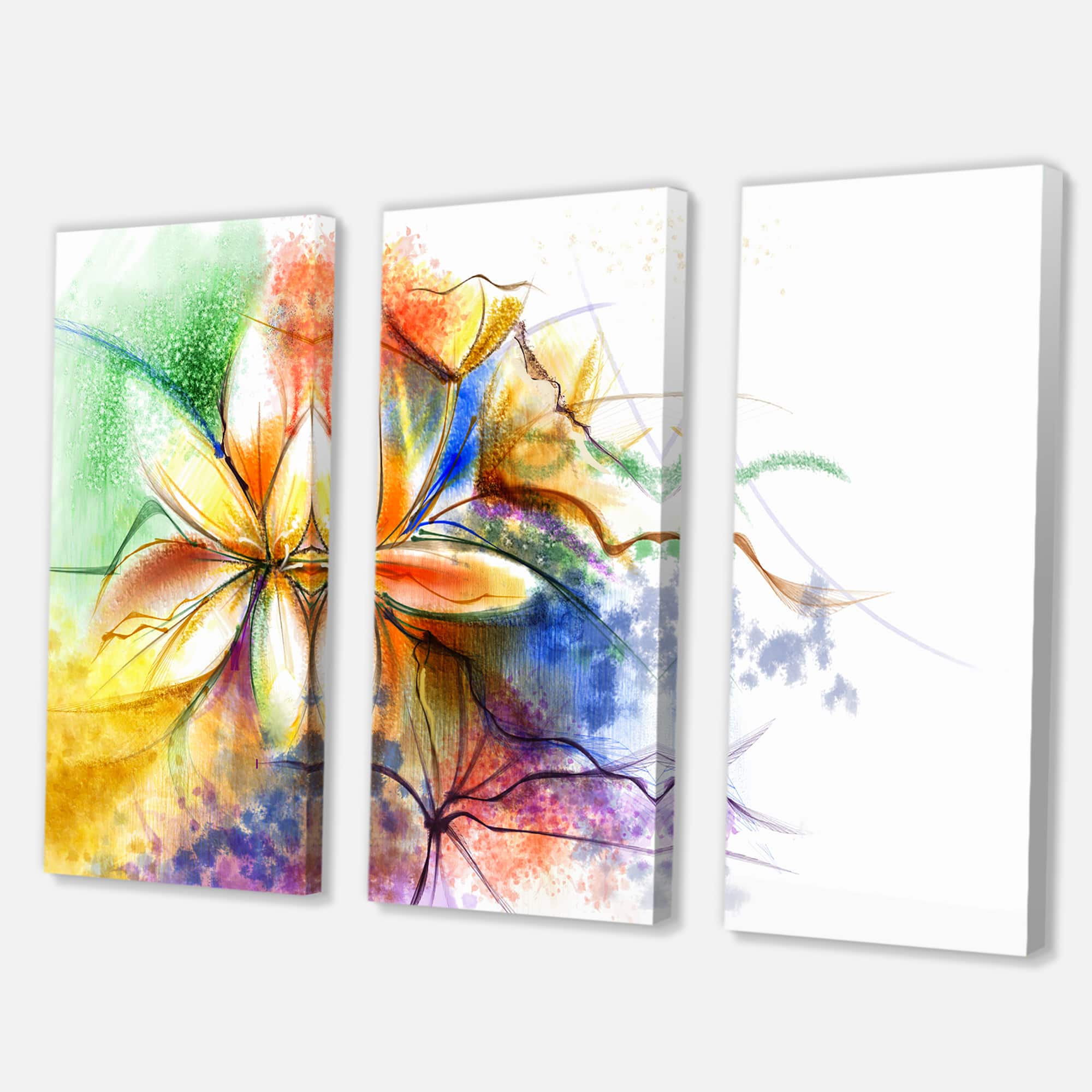 Designart - Abstract Multi color Flower Fusion - Large Flower Canvas Wall Art