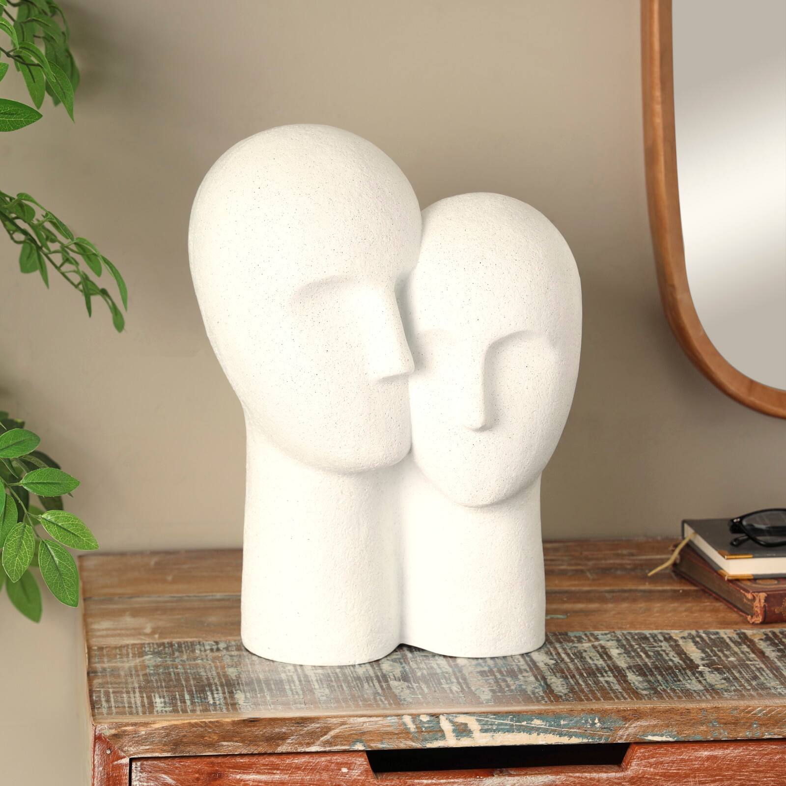 17" White Speckled Head Sculpture