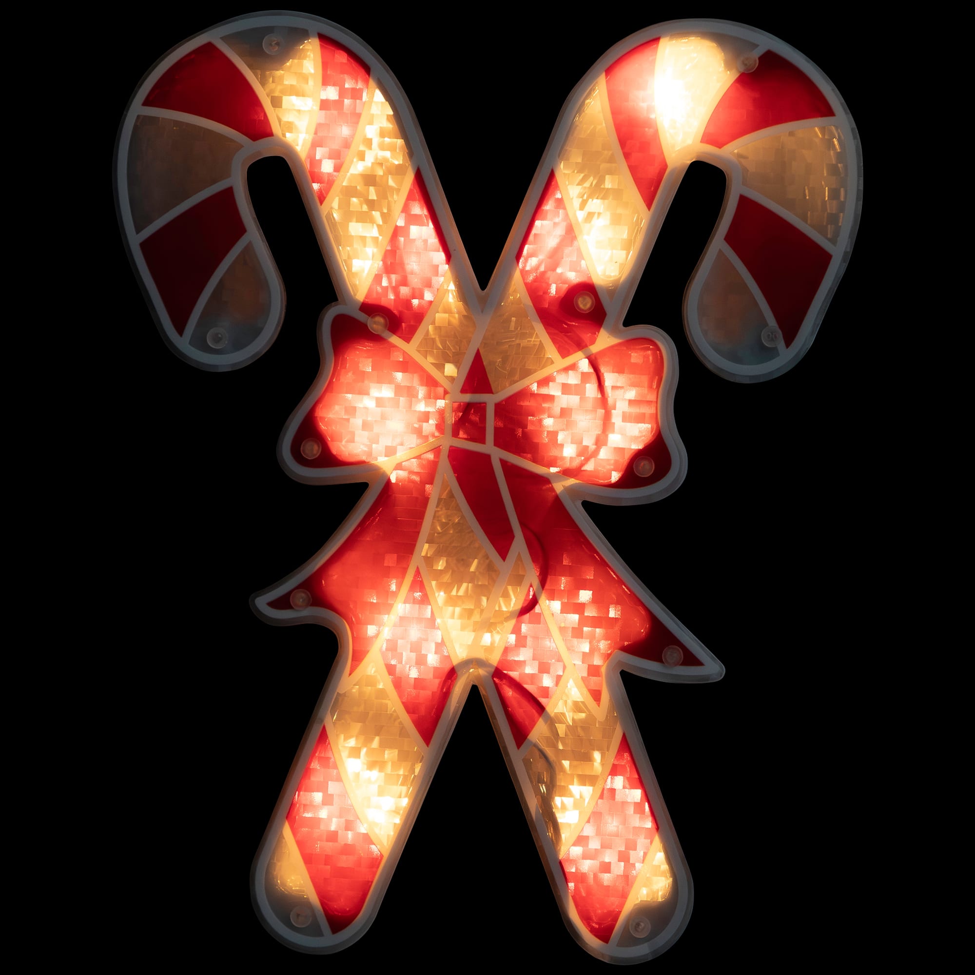 Lighted Holographic Candy Cane Christmas Window Silhouette - 12" - Clear Lights By Northlight in Red | Michaels®