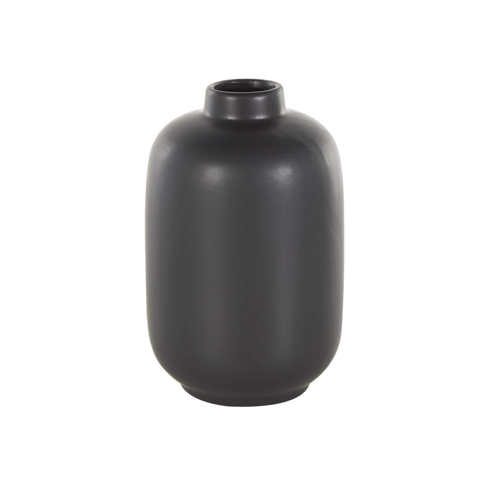 8" Black Minimalistic Ceramic Cylinder Vase