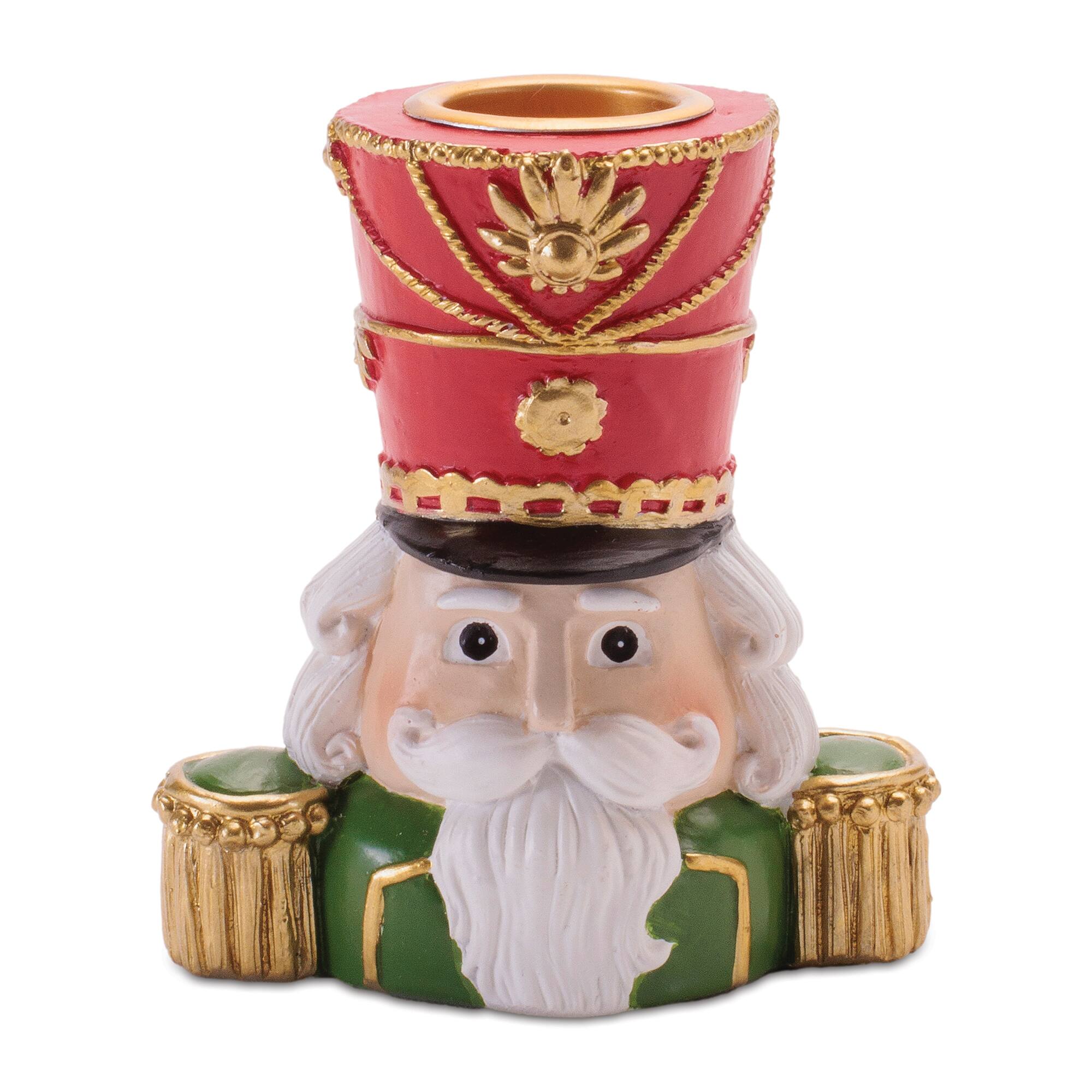 Melrose 3.25" Nutcracker Head with Taper Candle Holders, 2ct.