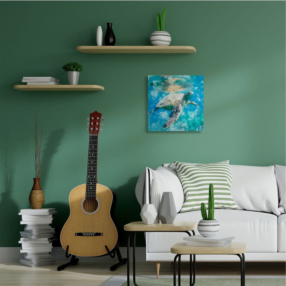 Stupell Industries Swimming Sea Turtle Aquatic Reptile Design Canvas Wall Art