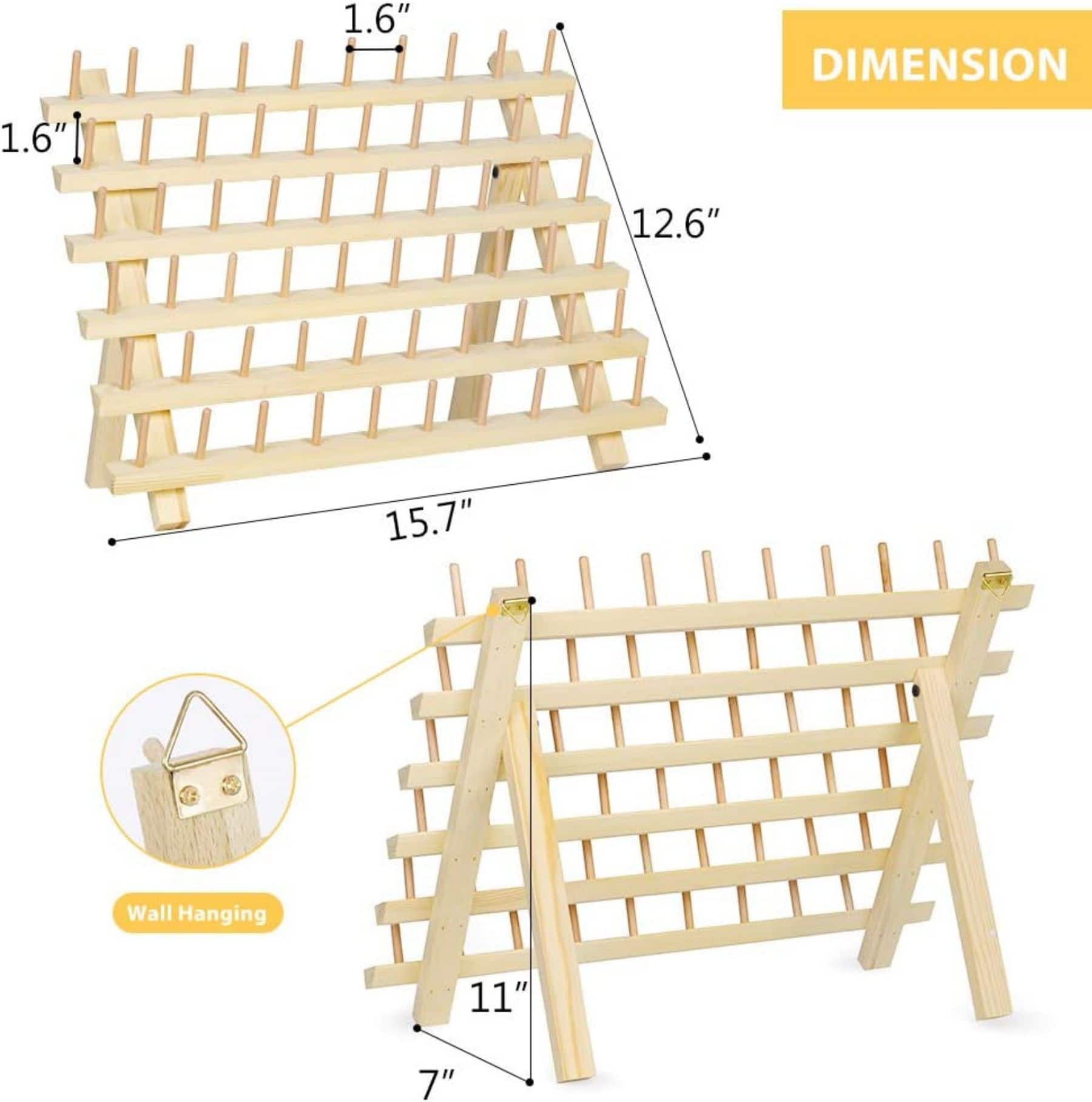 NEX™ Natural 60-Spool Wooden Sewing Thread Organizer Rack, 2ct.