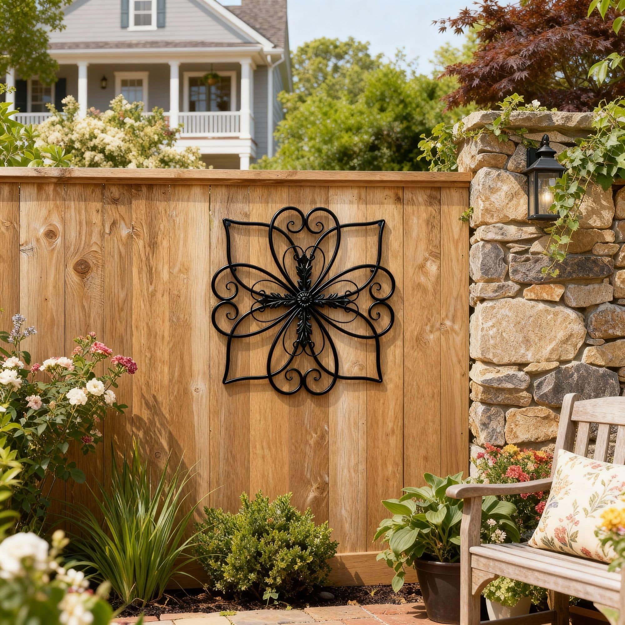 Glitzhome® 20" Traditional Heart and Petal Iron Scroll Outdoor Wall Decor